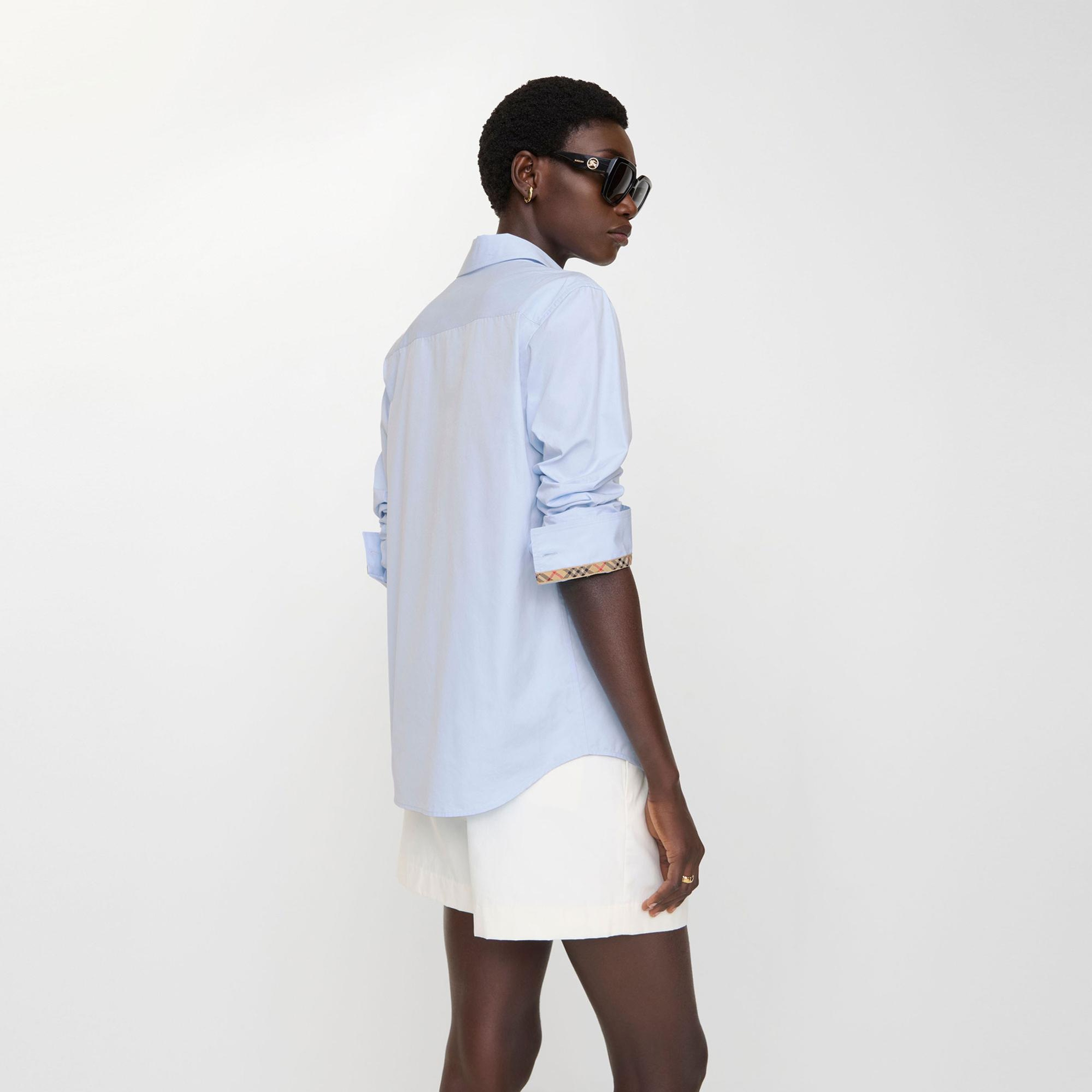 Burberry Regular Fit Cotton Poplin Formal Kadın Mavi Gömlek