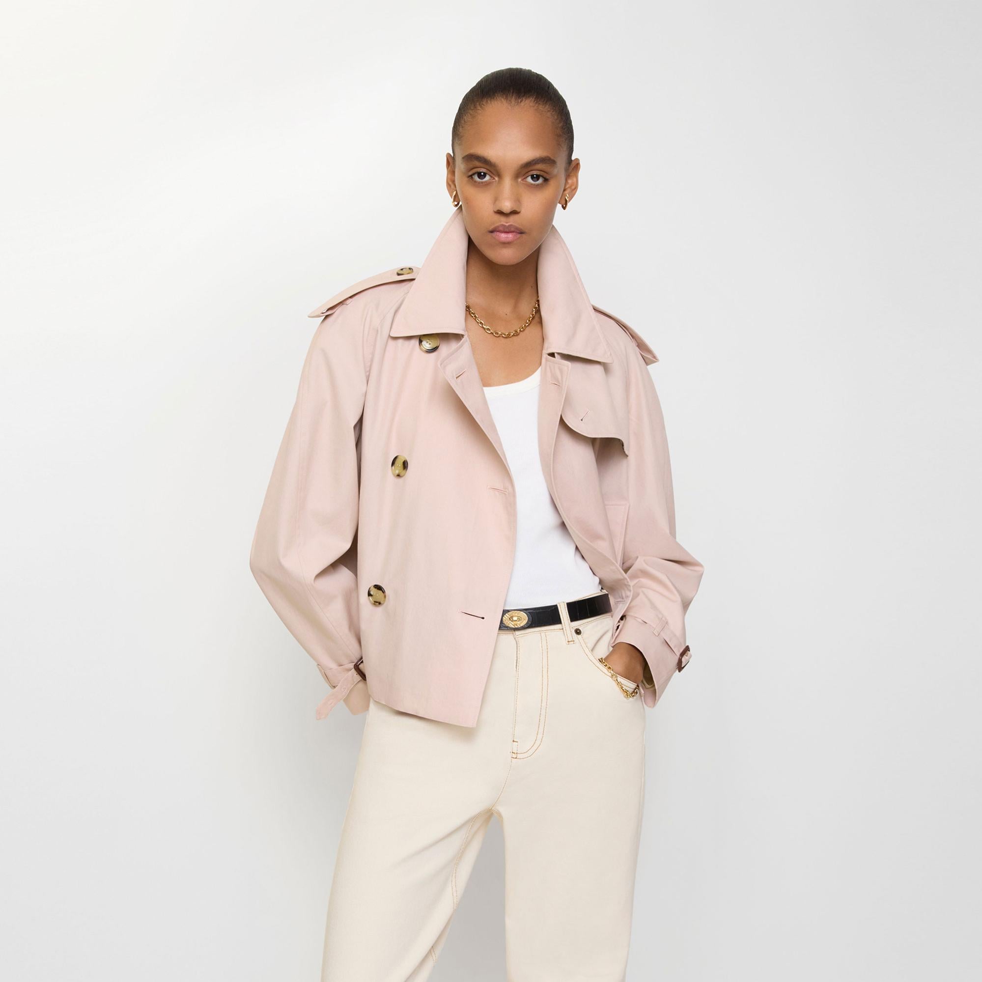 Burberry Cropped Tropical Gabardine Mayfair Kadın Pembe Trençkot
