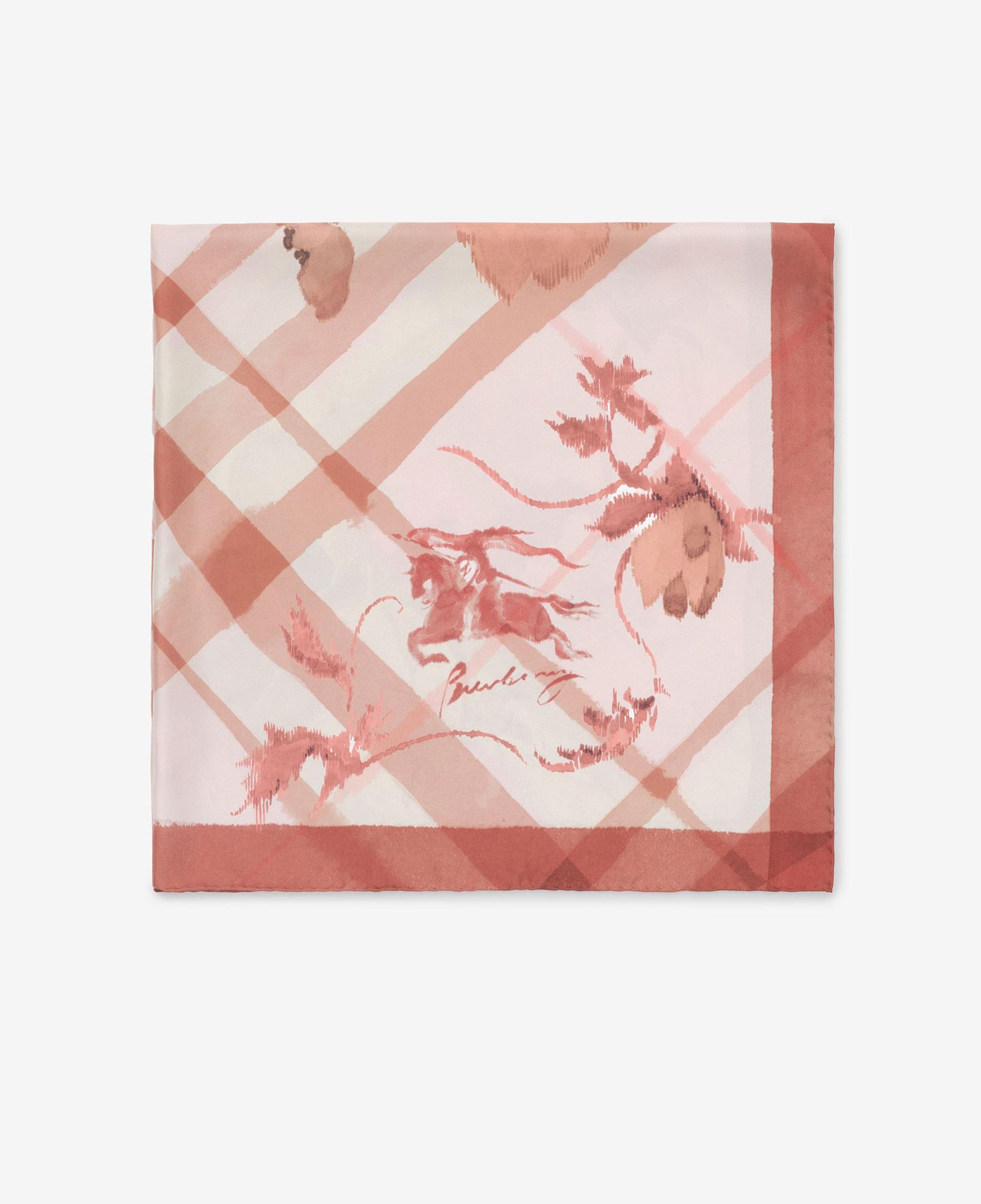 Burberry Watercolour Check Silk Kadın Pembe Eşarp