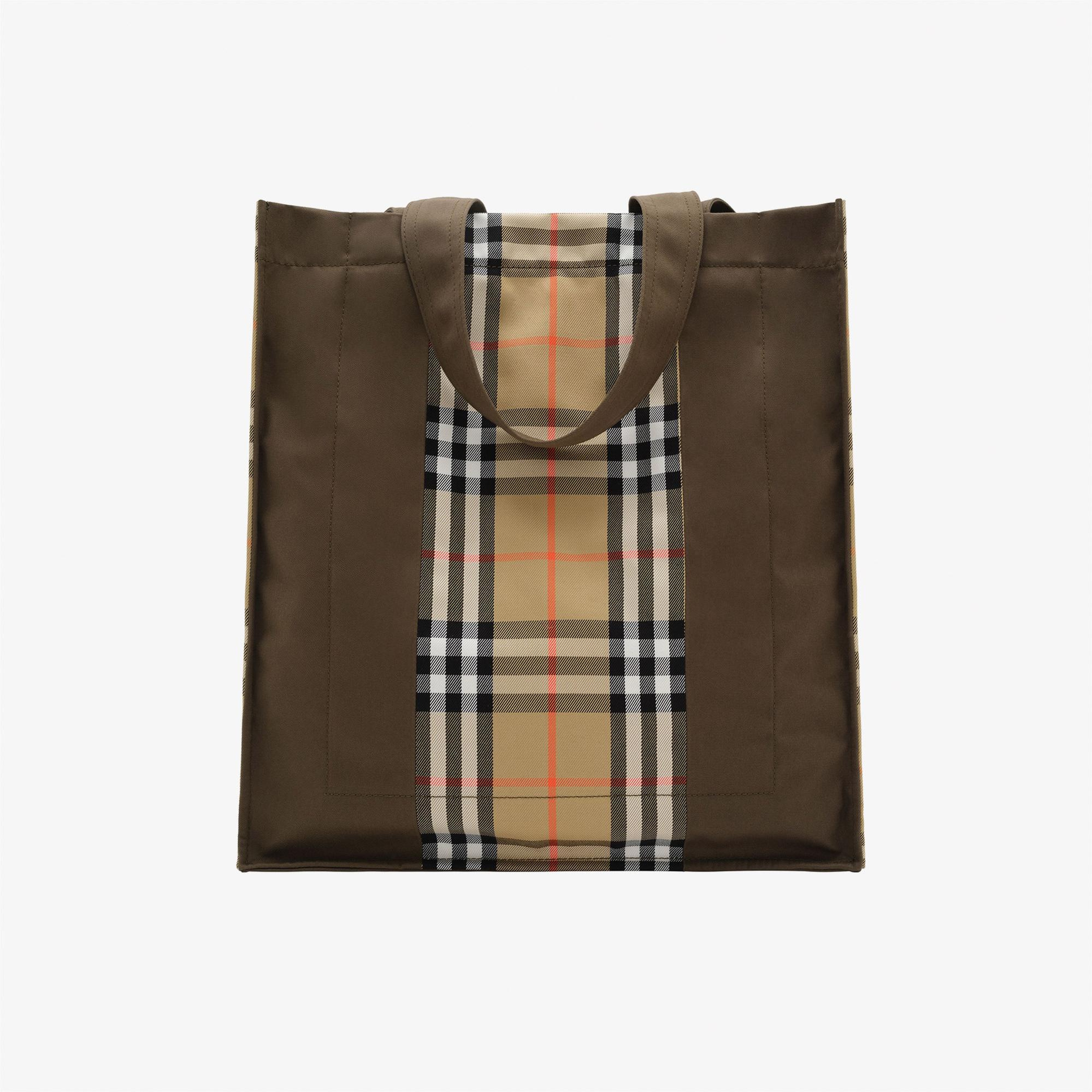 Burberry Check Trench Tote Erkek Haki Omuz Çantası