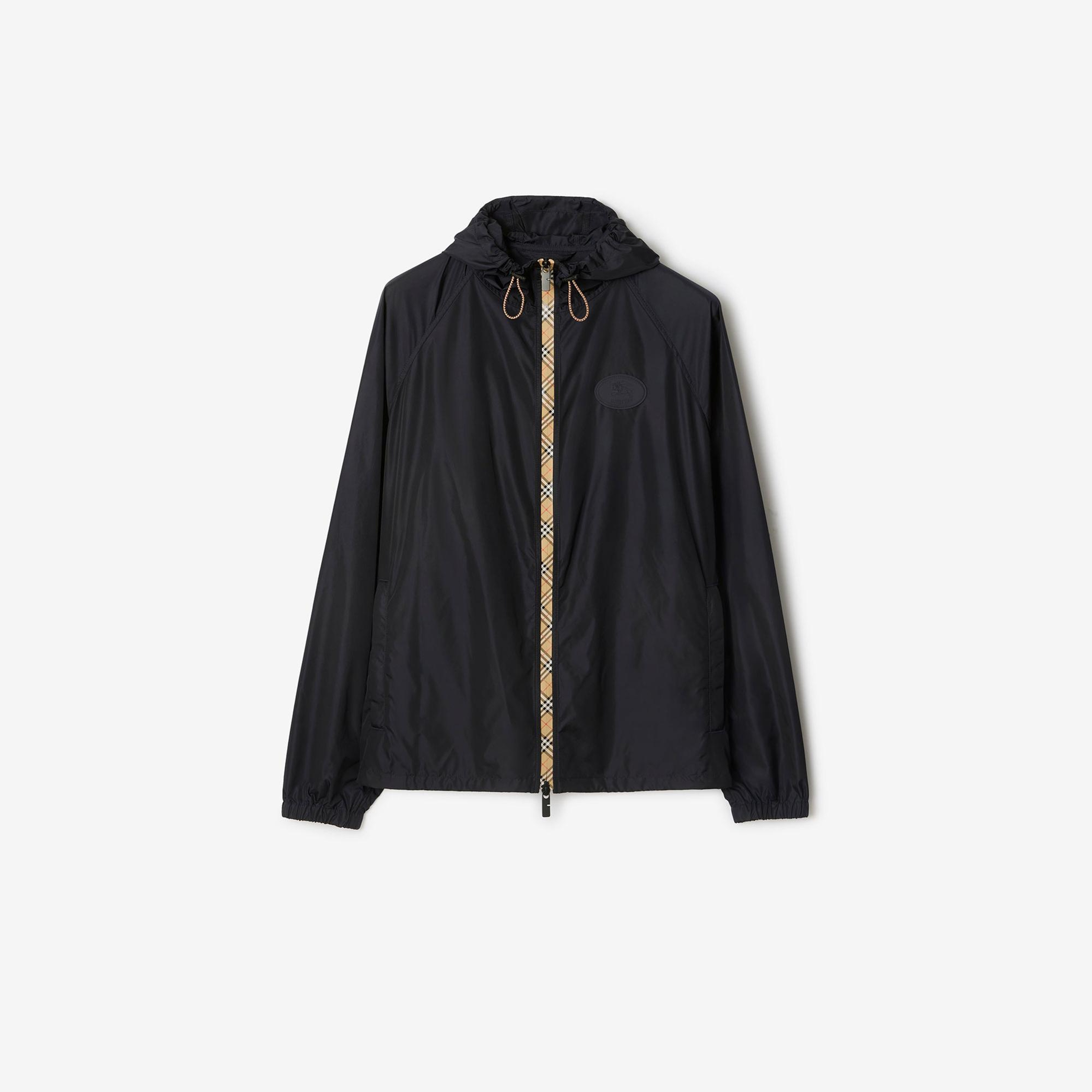 Burberry Checker-Tape Nylon Hooded Erkek Lacivert Mont