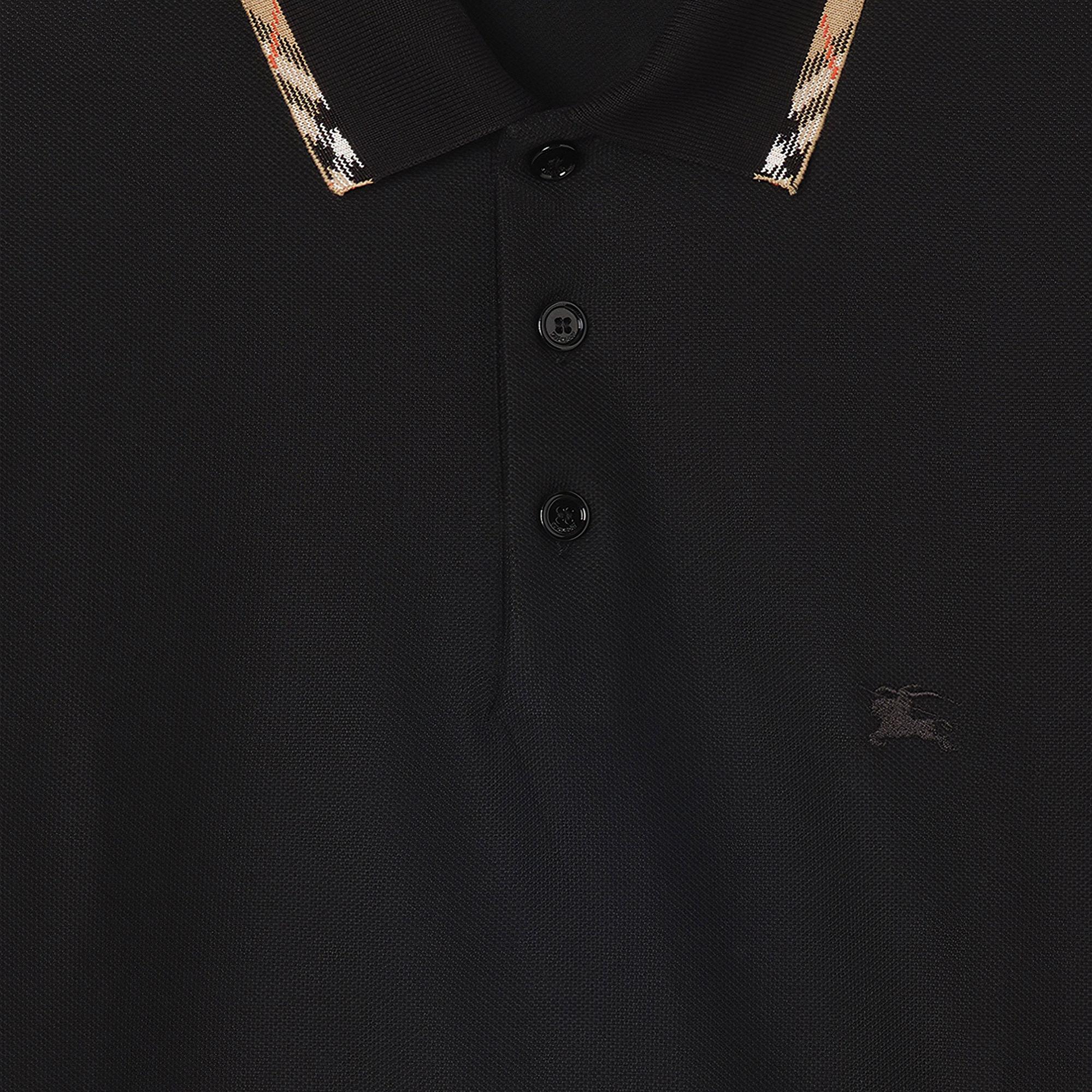 Burberry Check Trim Cotton Erkek Siyah Polo