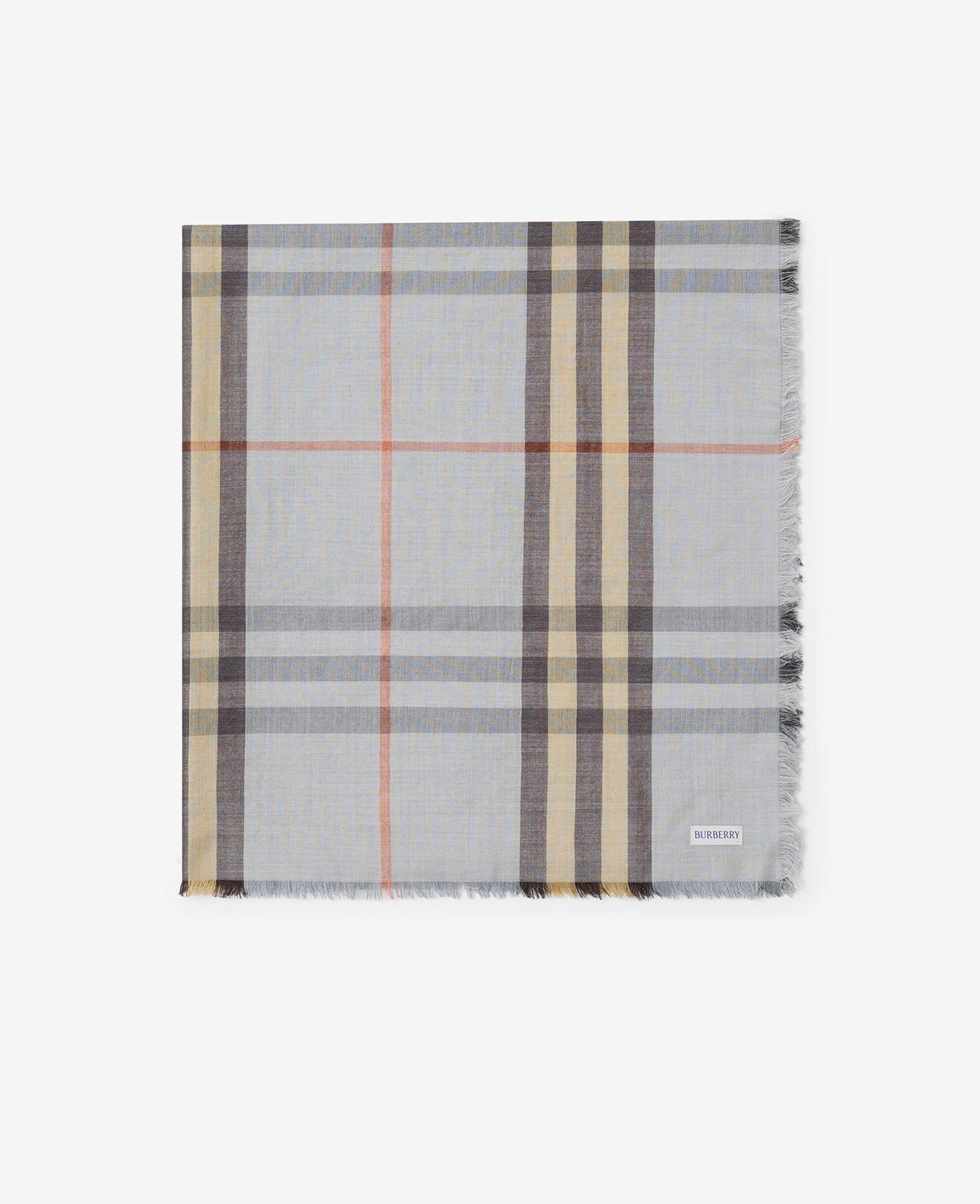 Burberry Reversible Check Wool Silk Kadın Mavi Atkı
