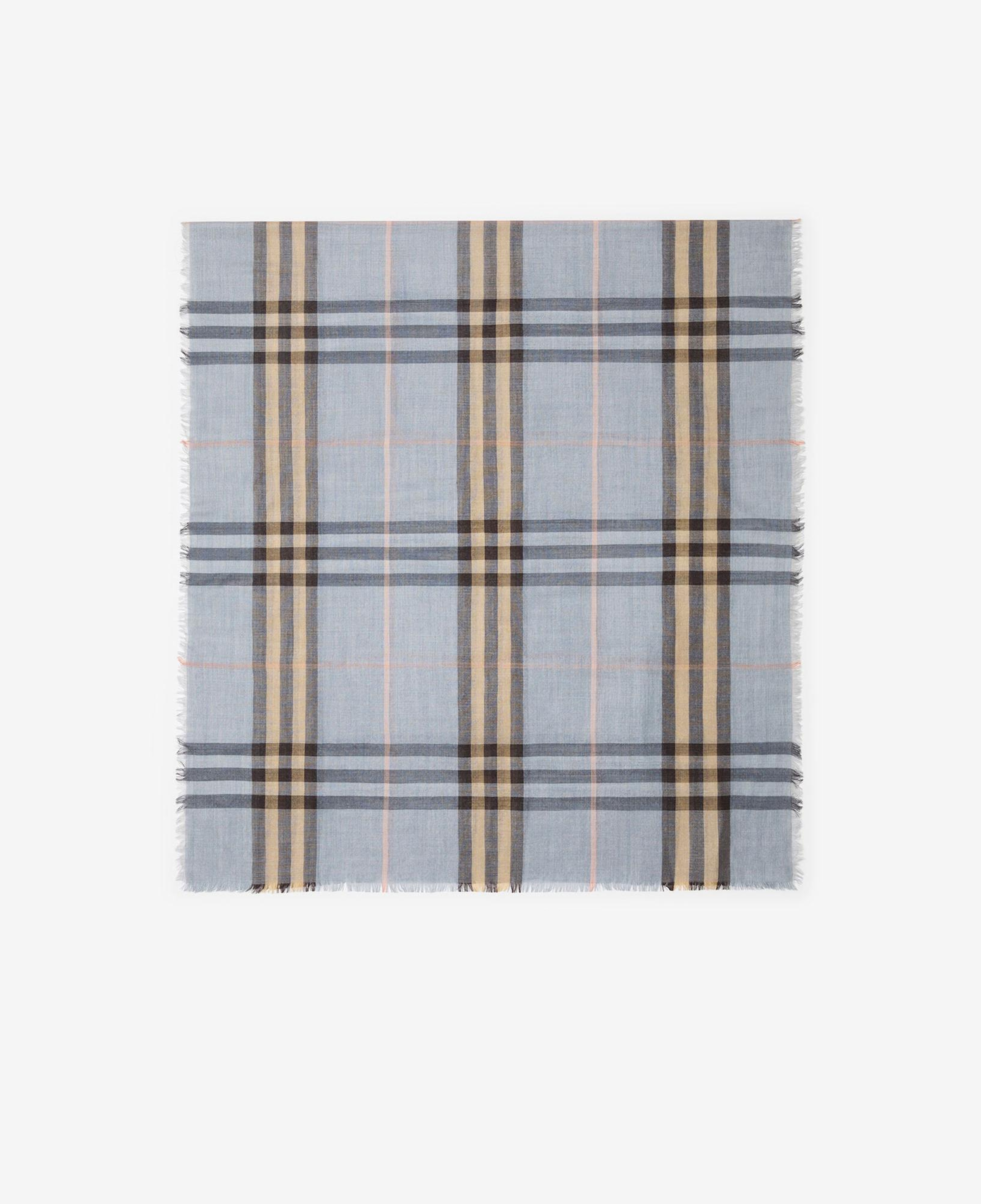 Burberry Reversible Check Wool Silk Kadın Mavi Atkı