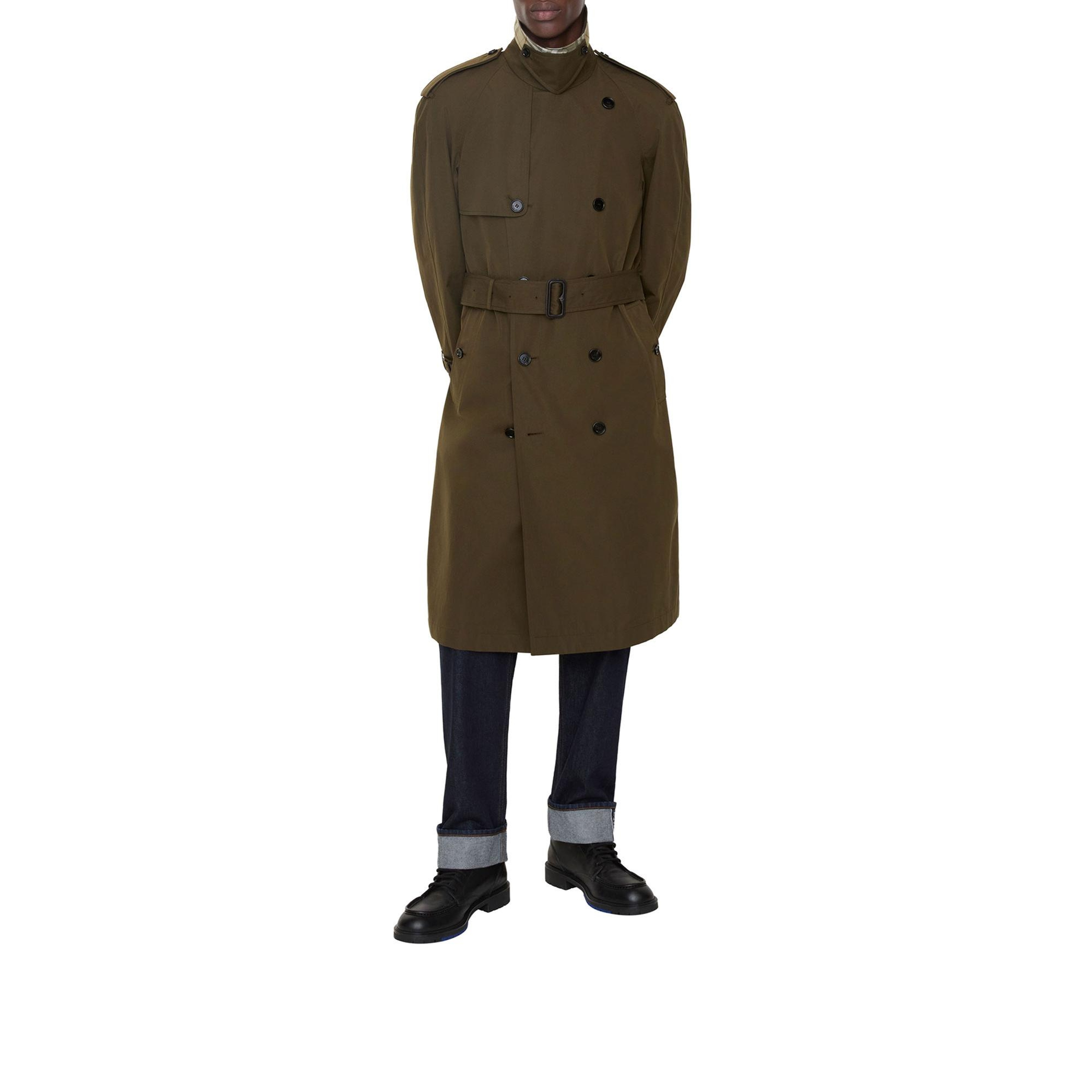 Burberry Long Lightweight Cotton Erkek Haki Trençkot