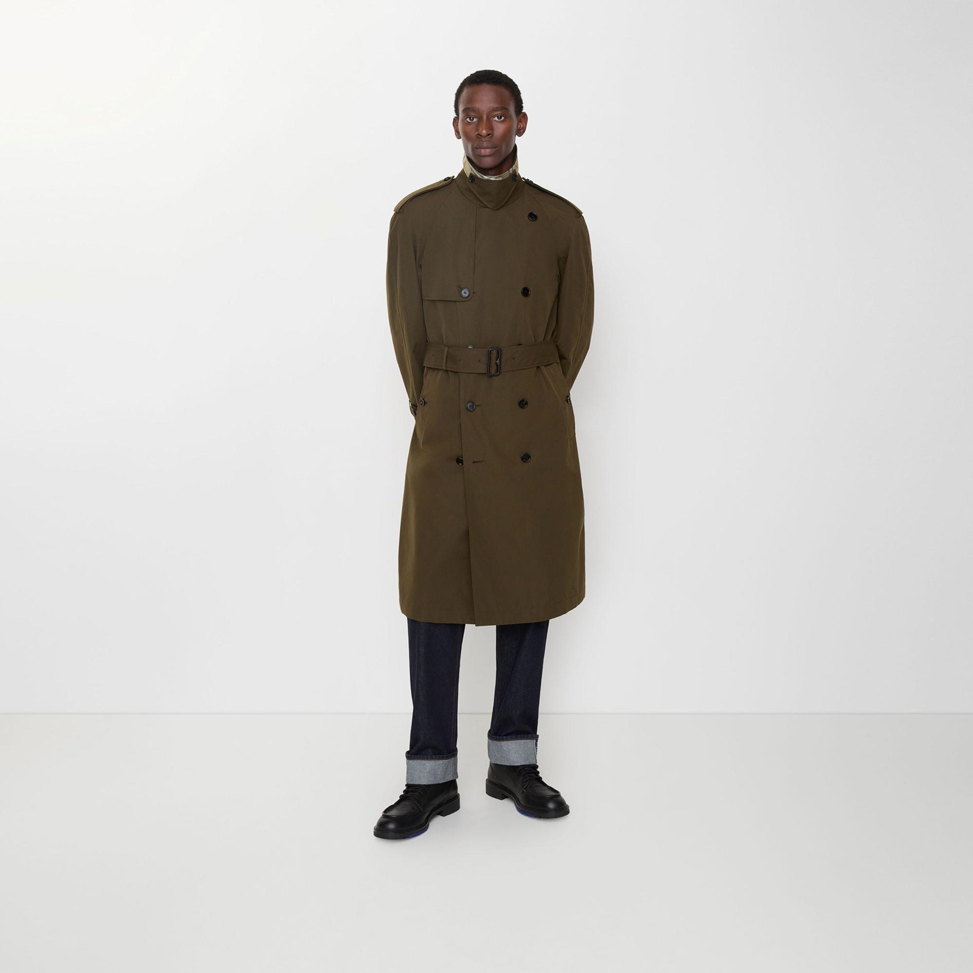 Burberry Long Lightweight Cotton Erkek Haki Trençkot