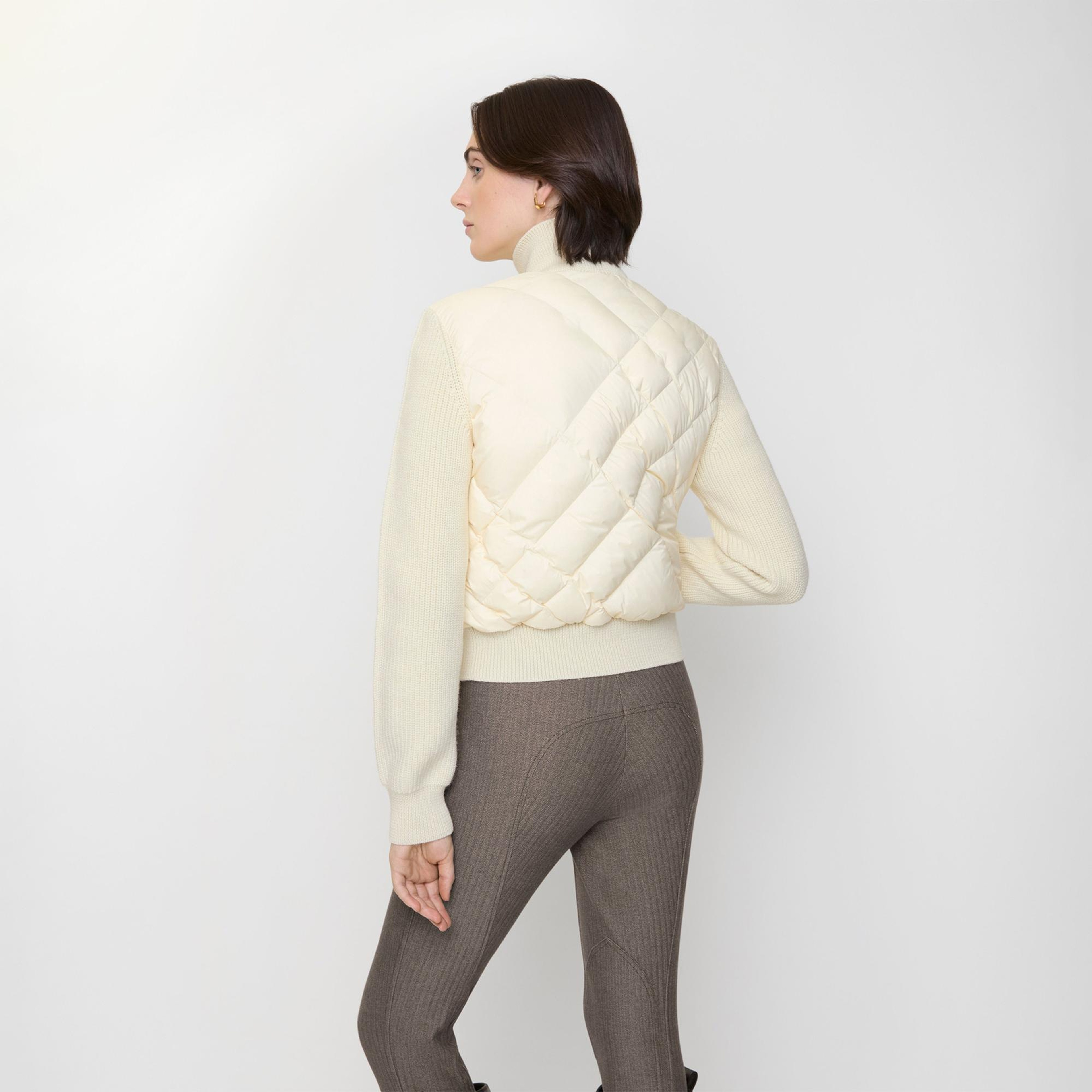 Burberry Check-Stitch Nylon And Wool Kadın Beyaz Mont