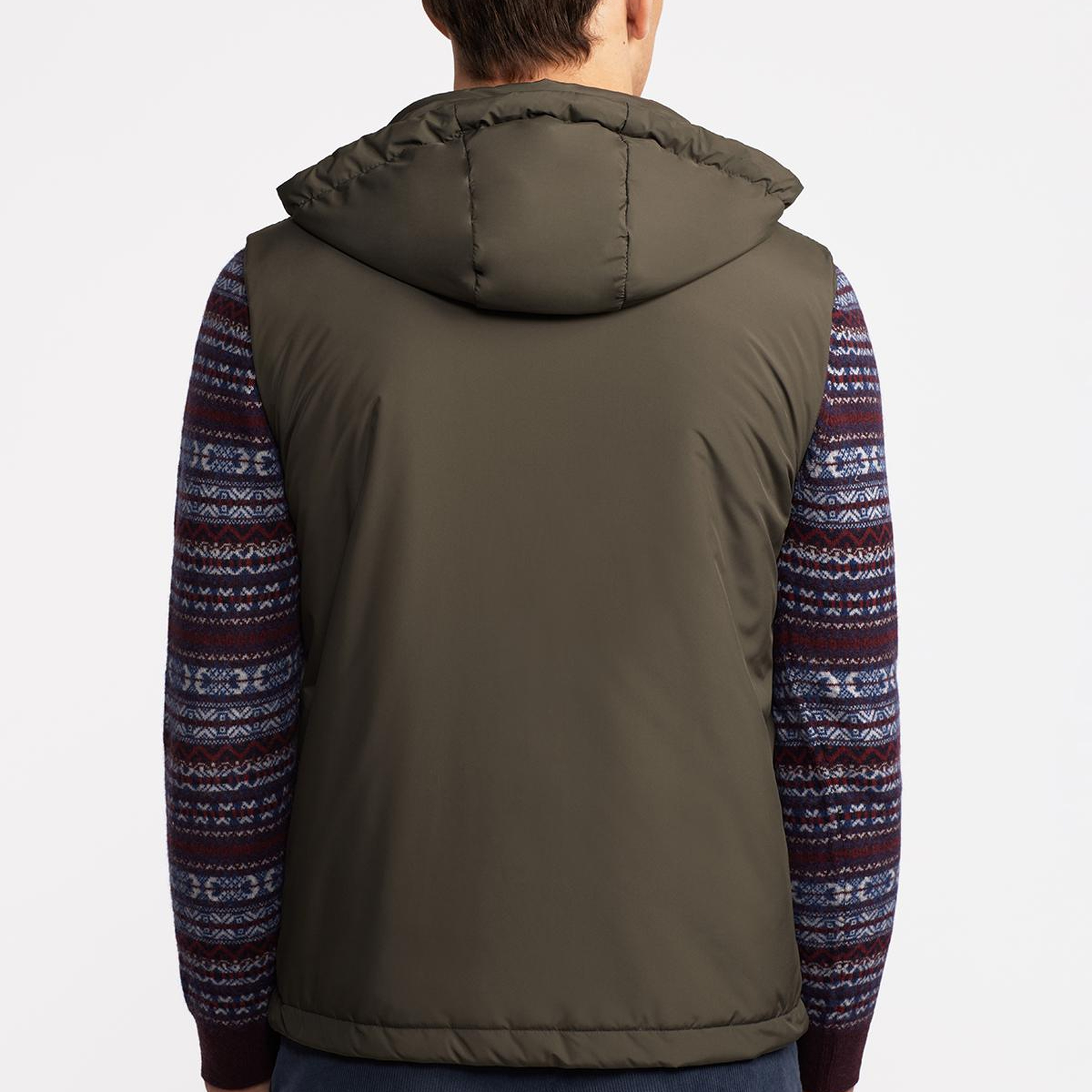 Erkek Haki Casual Kapüşonlu Yelek