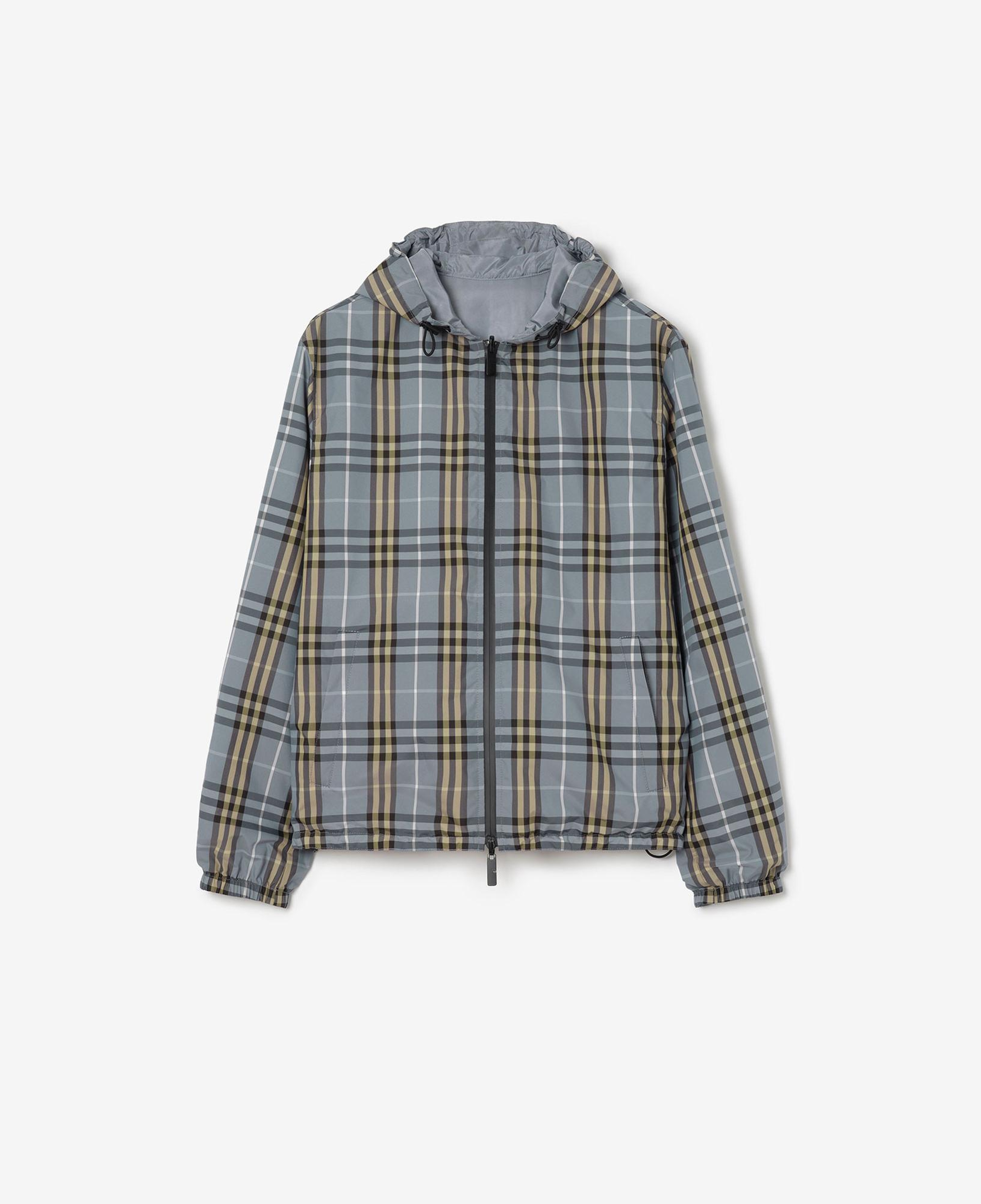 Burberry Reversible Check Hooded Erkek Mavi Mont