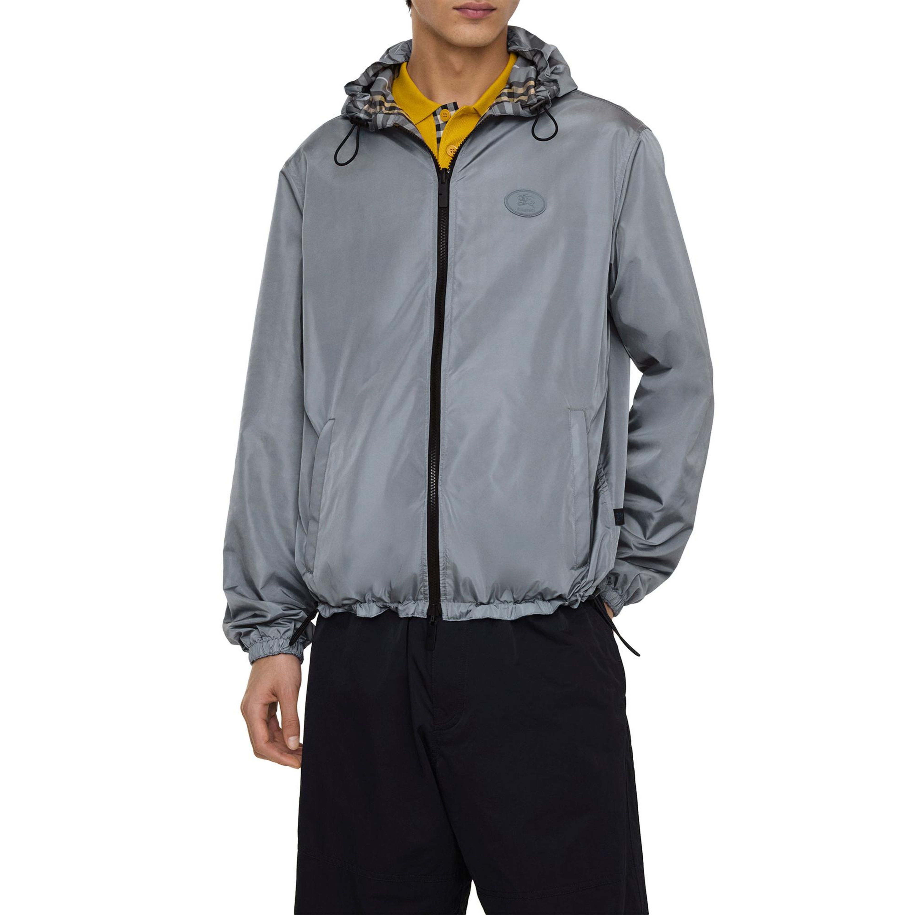 Burberry Reversible Check Hooded Erkek Mavi Mont