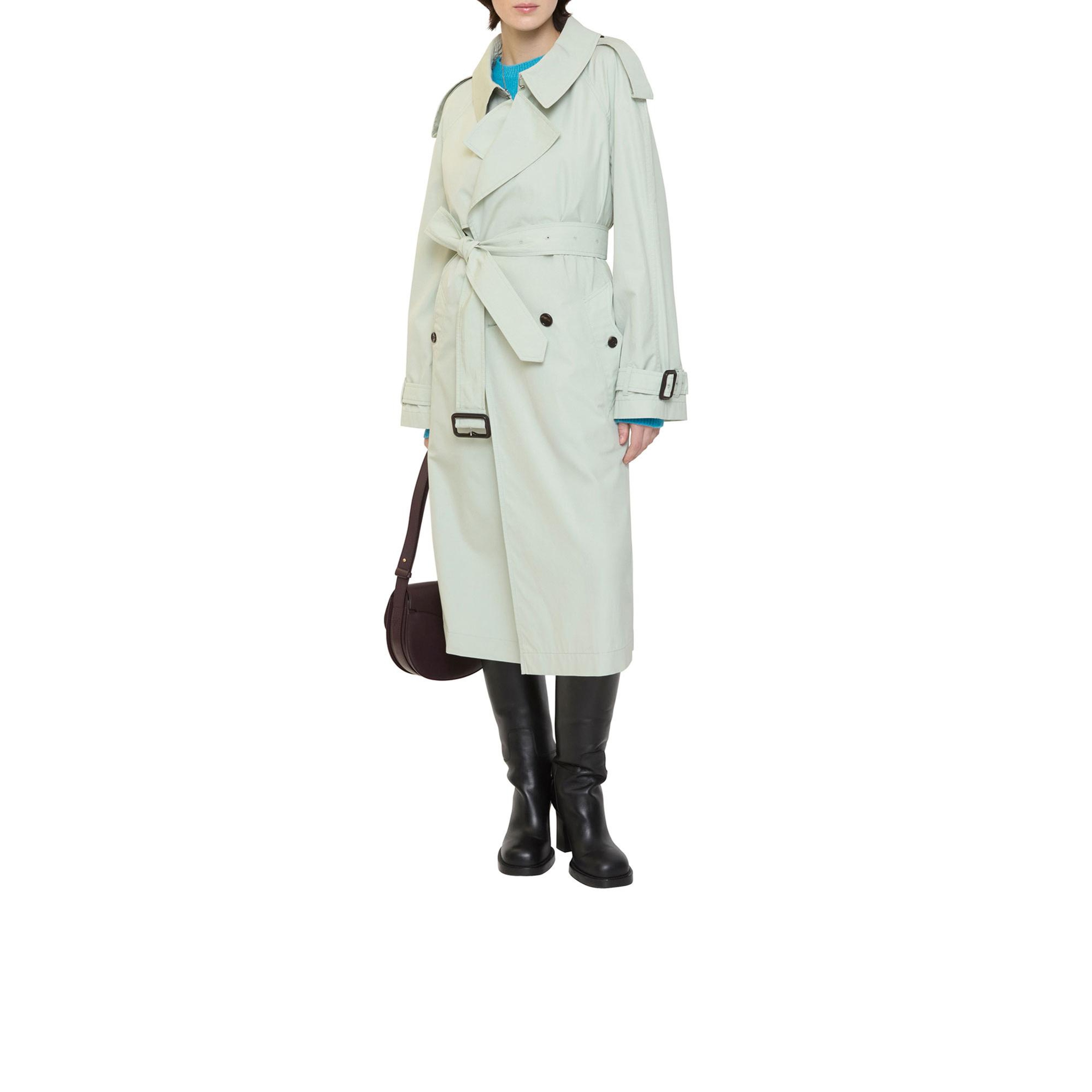 Burberry Long Lightweight Cotton Fitzrovia Kadın Yeşil Trençkot