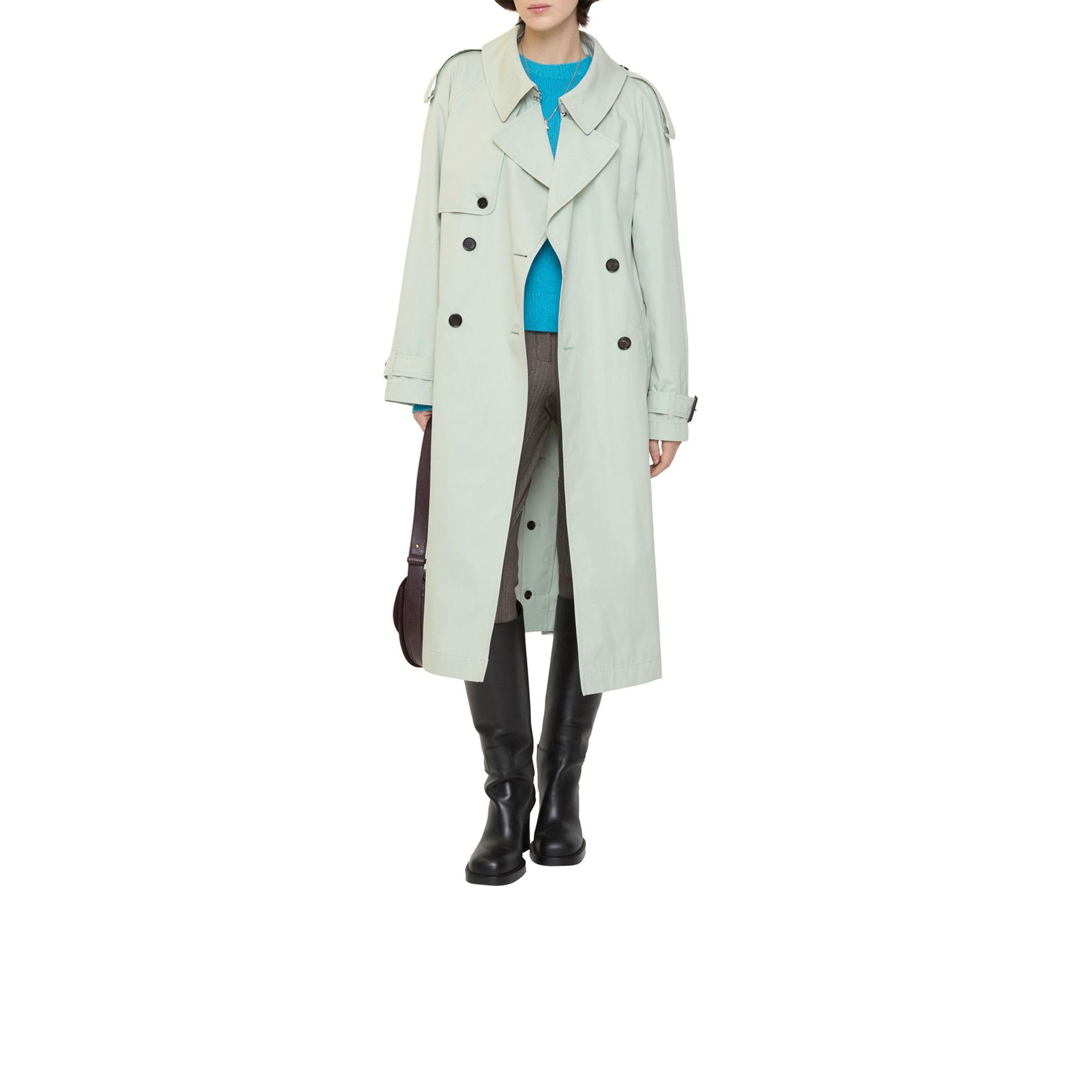 Burberry Long Lightweight Cotton Fitzrovia Kadın Yeşil Trençkot