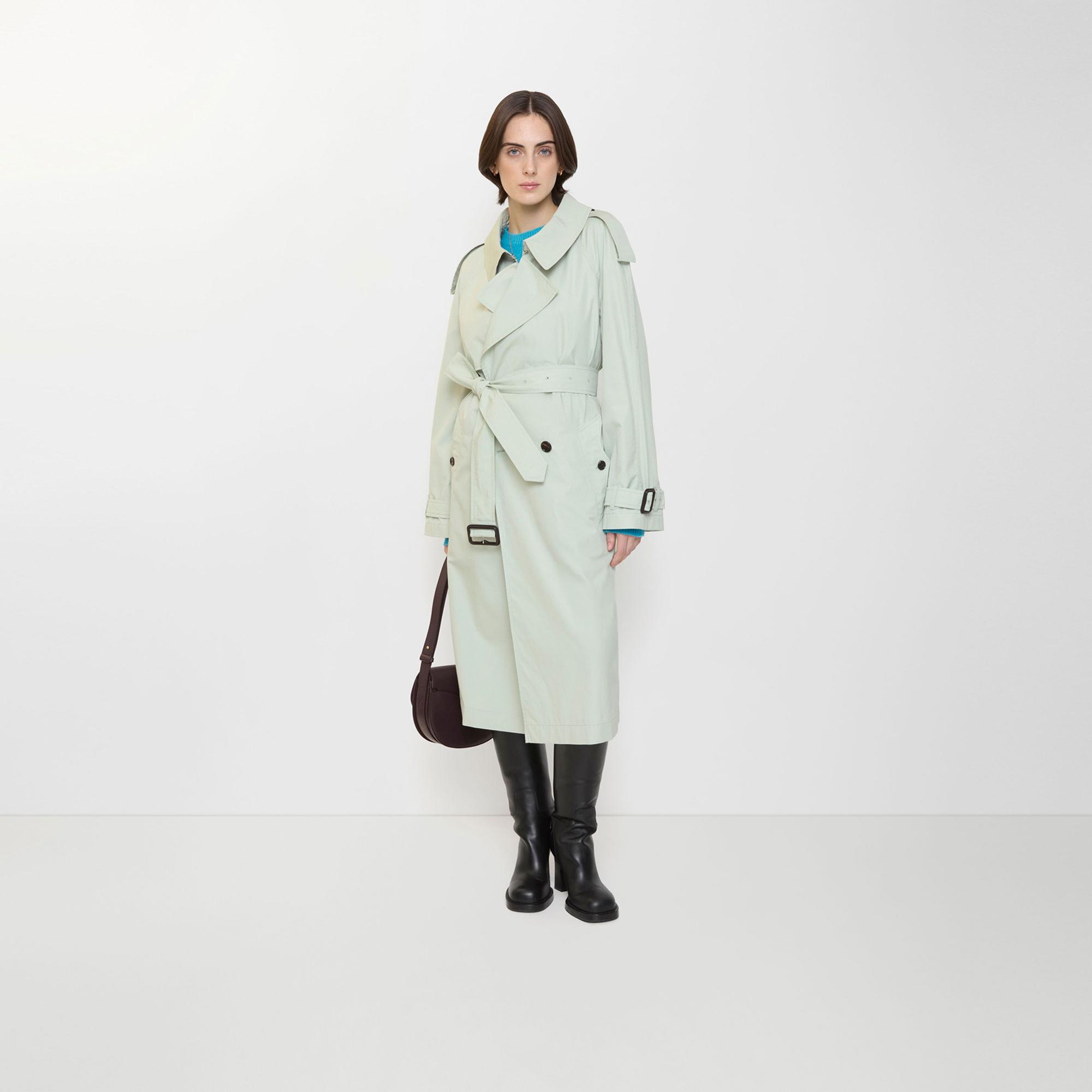 Burberry Long Lightweight Cotton Fitzrovia Kadın Yeşil Trençkot