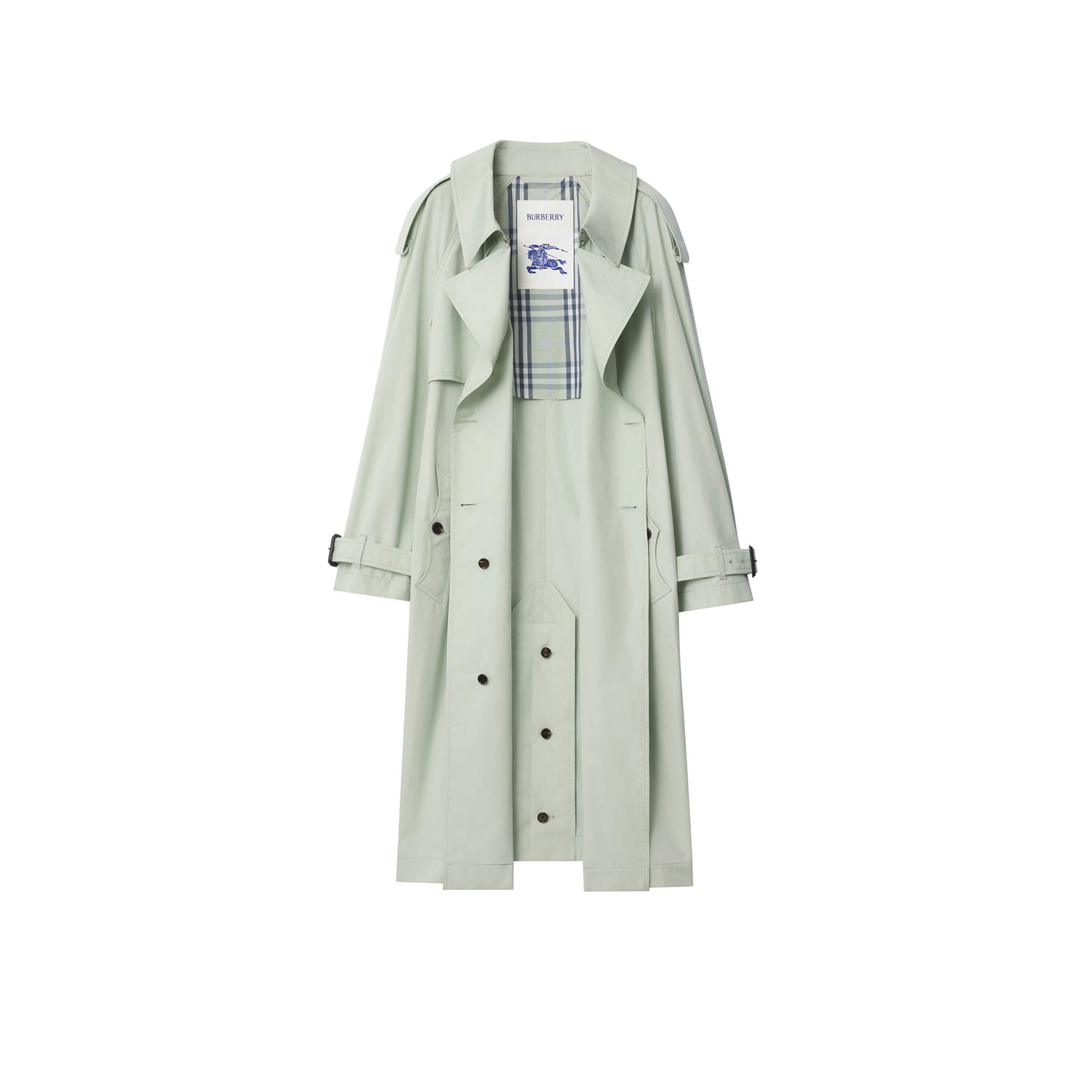 Burberry Long Lightweight Cotton Fitzrovia Kadın Yeşil Trençkot