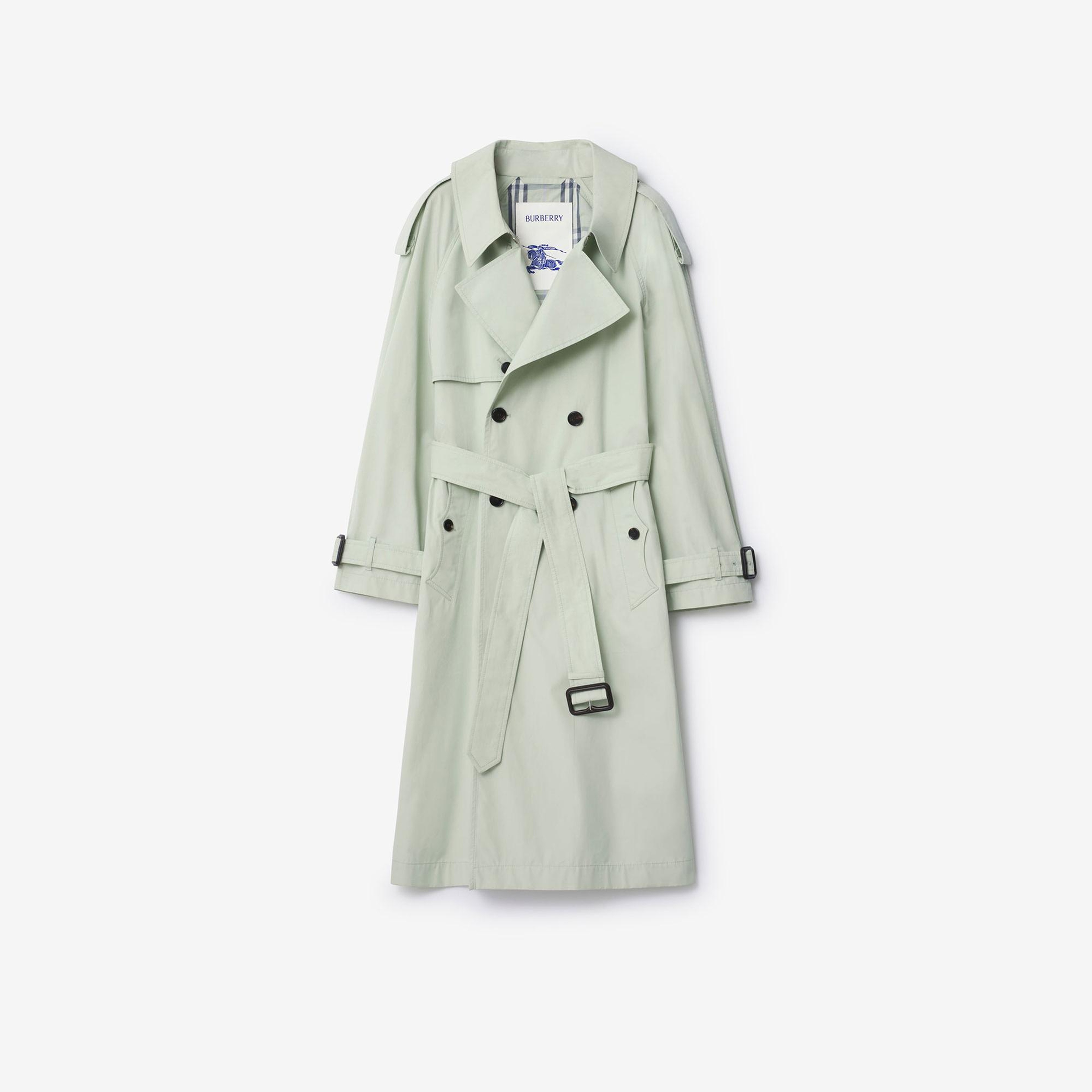 Burberry Long Lightweight Cotton Fitzrovia Kadın Yeşil Trençkot