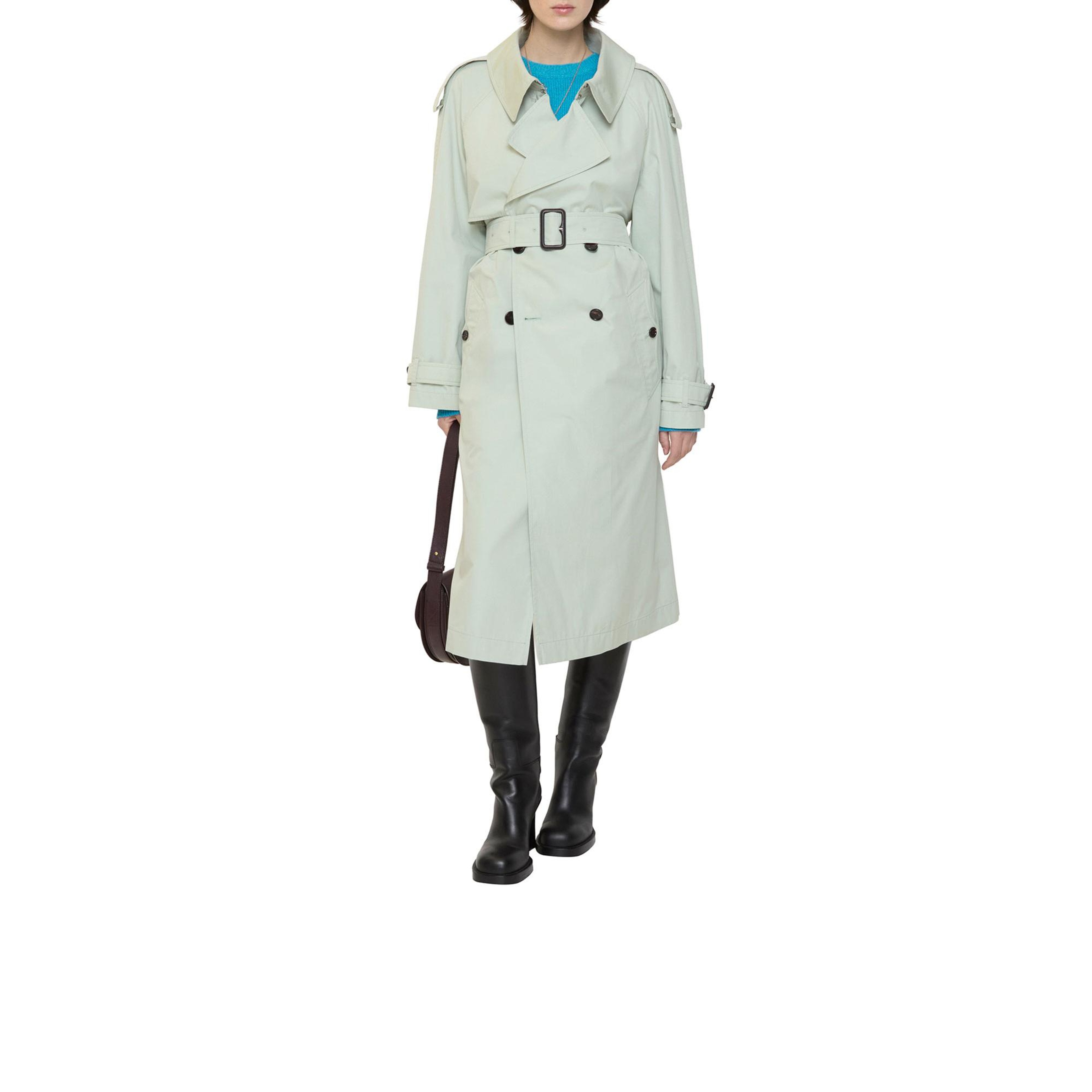 Burberry Long Lightweight Cotton Fitzrovia Kadın Yeşil Trençkot