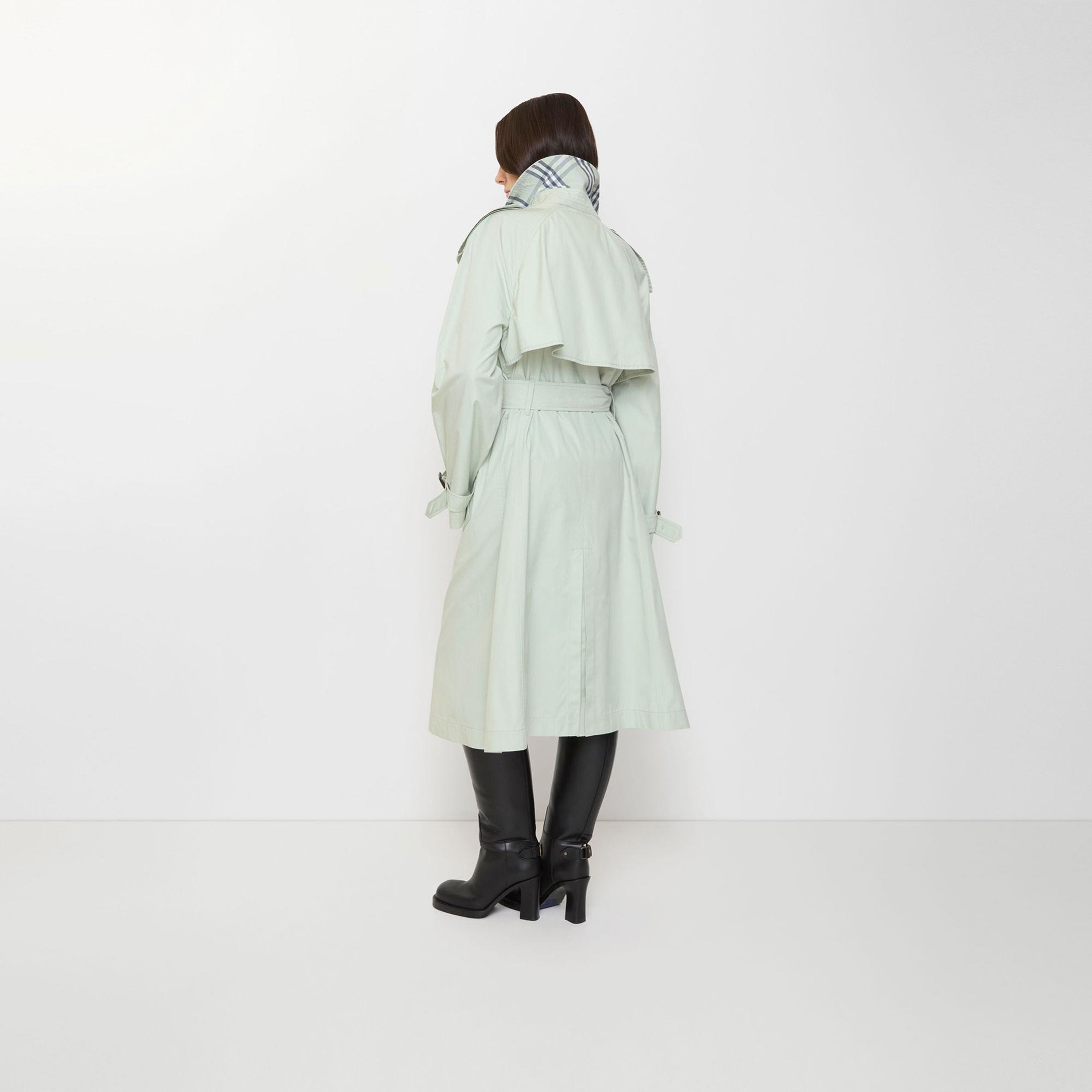 Burberry Long Lightweight Cotton Fitzrovia Kadın Yeşil Trençkot