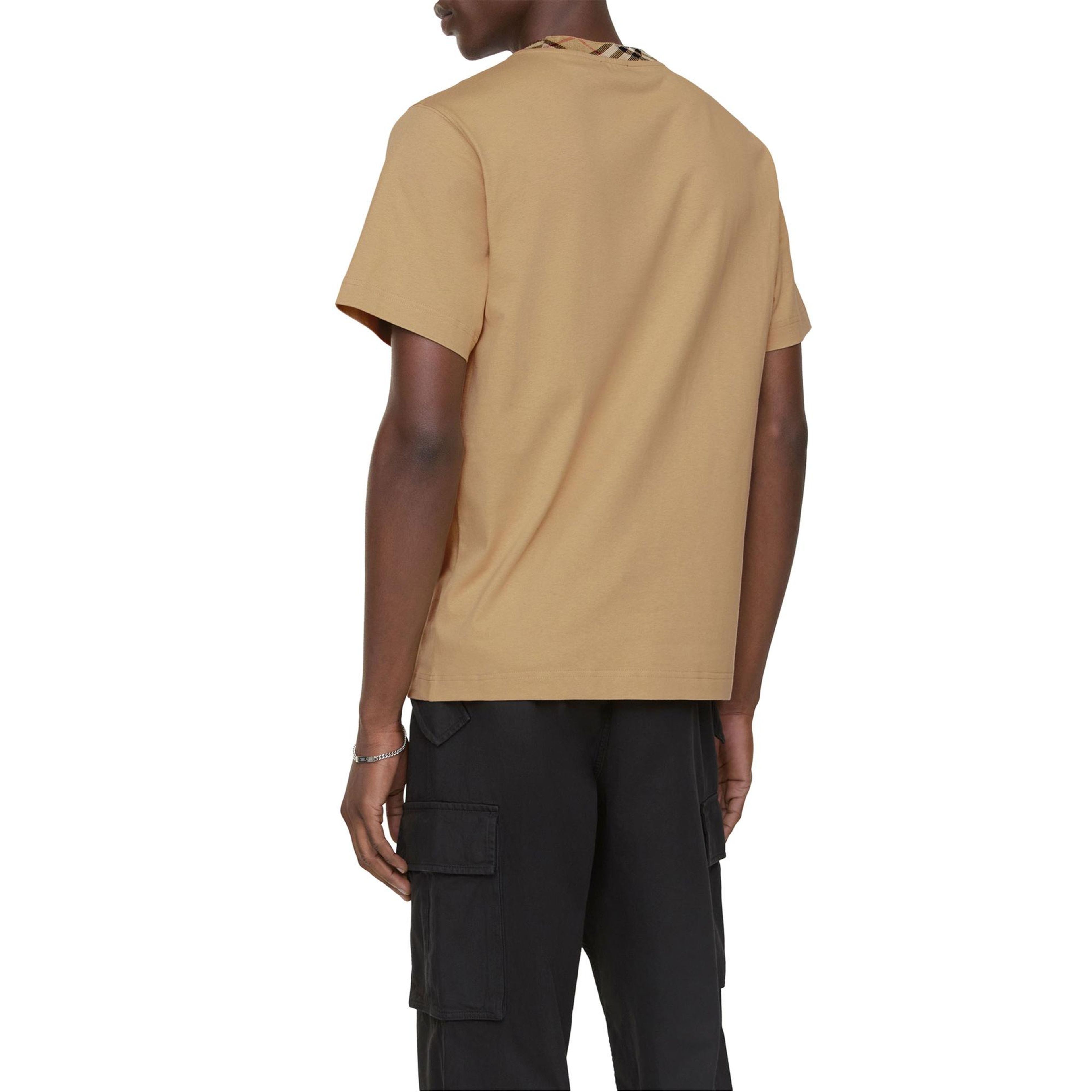 Burberry Check Trim Cotton Erkek Bej T-Shirt