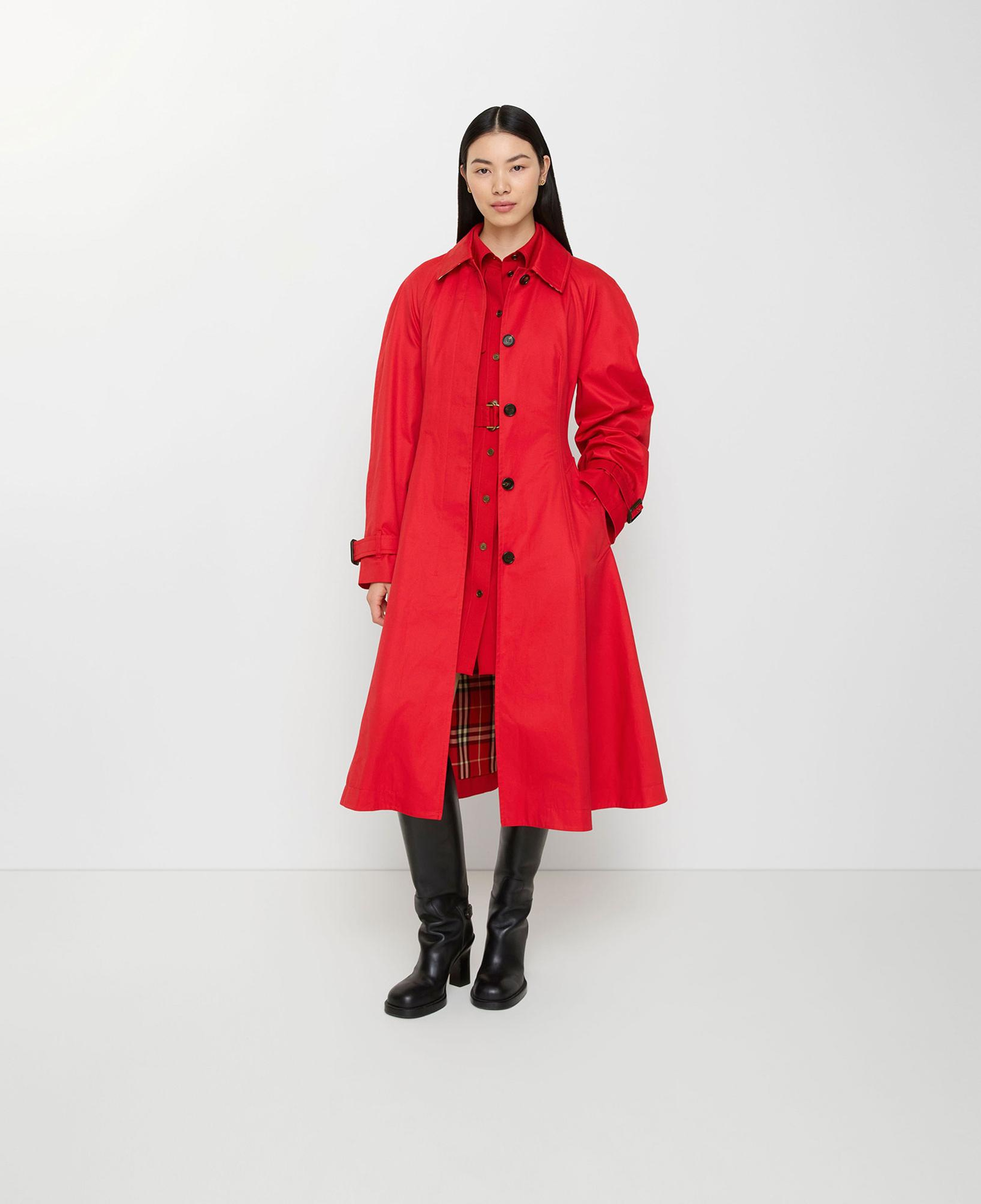 Burberry Long Gabardine Ellingham Fit-And-Flare Car Kadın Kırmızı Pardesü