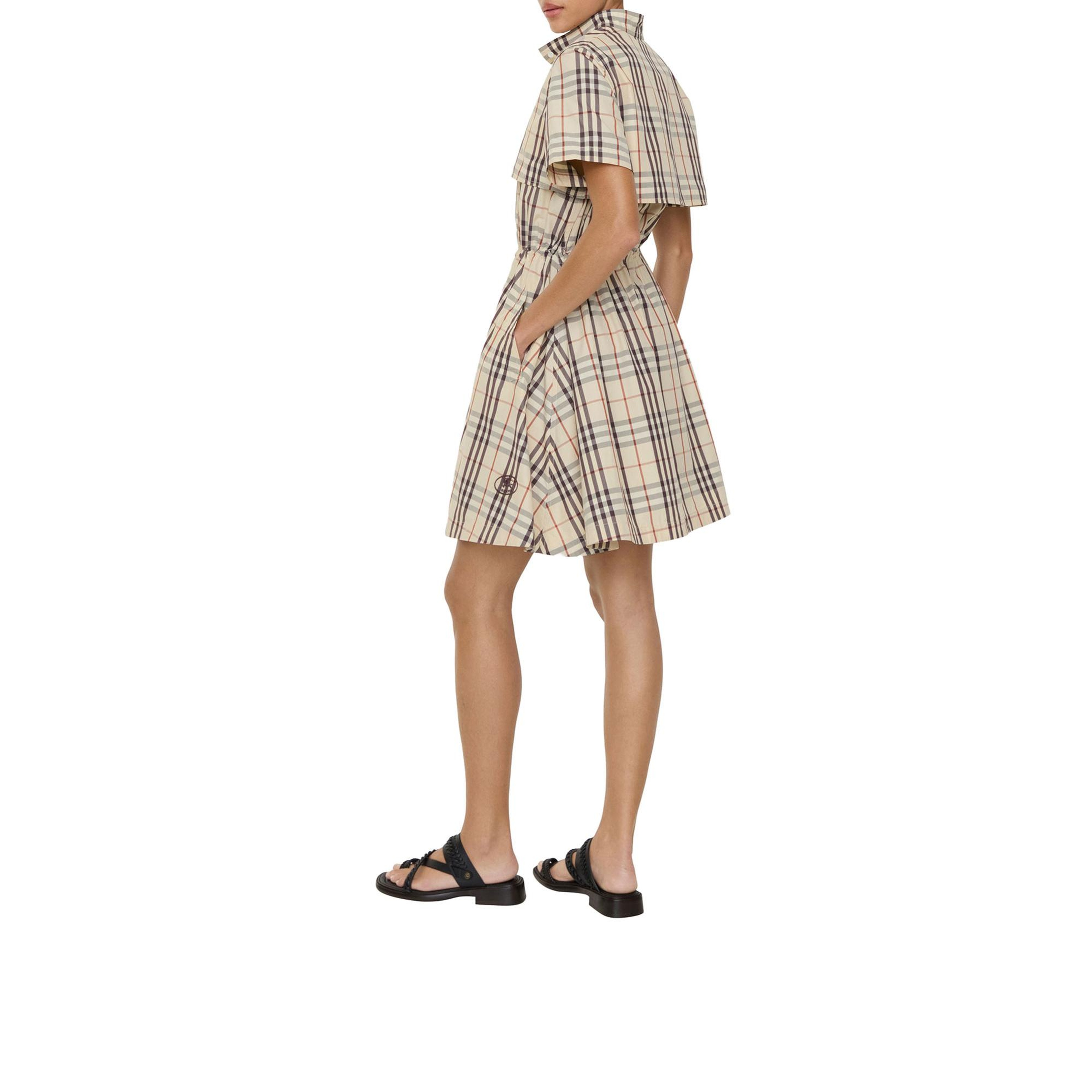 Burberry Check Cotton Kadın Bej Elbise
