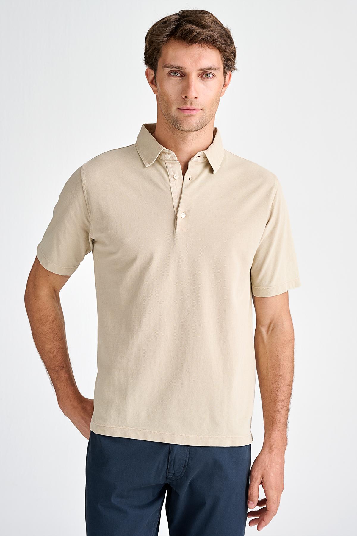 Erkek Bej Pike Polo Yaka T-Shirt
