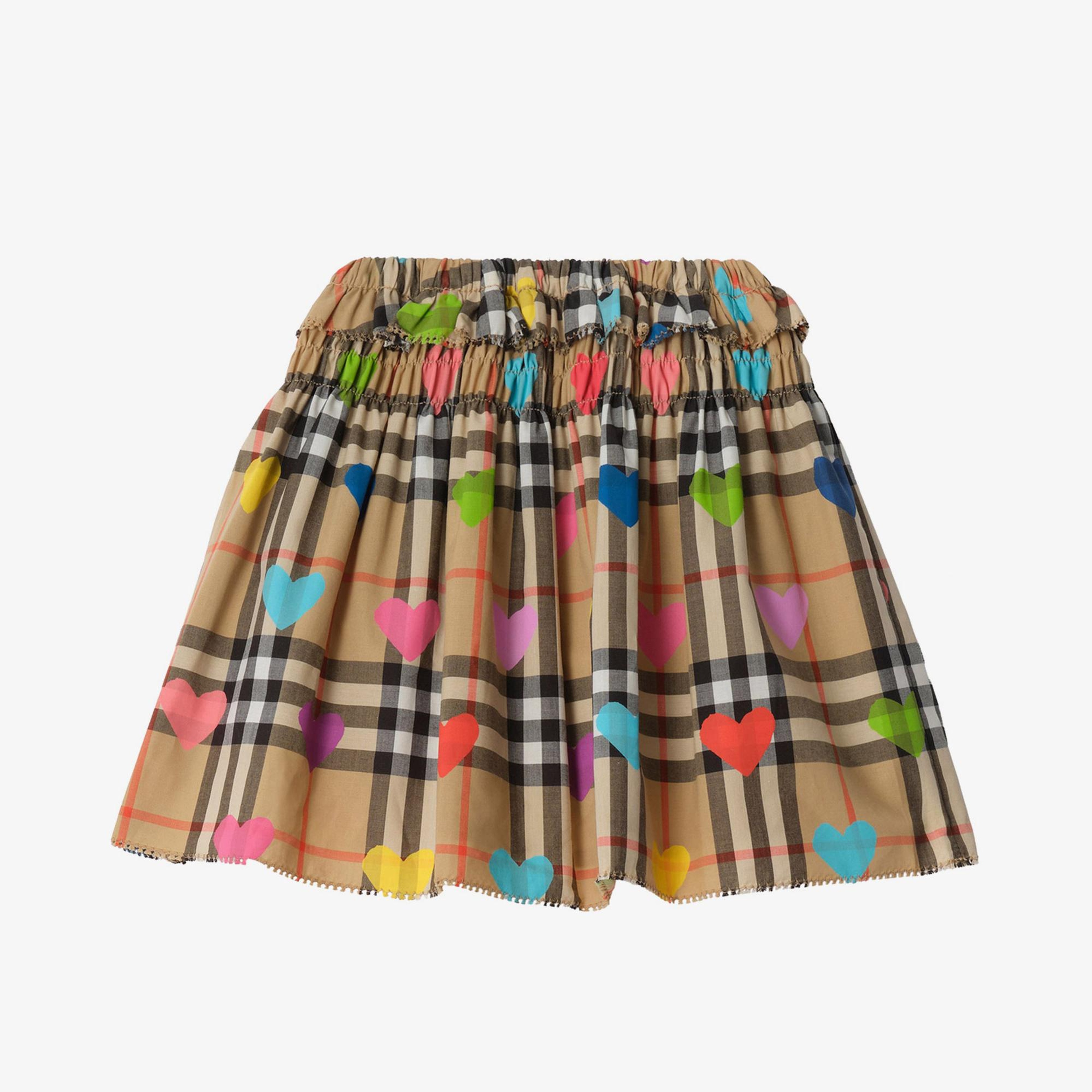 Burberry Heart Check Cotton Çocuk Bej Etek