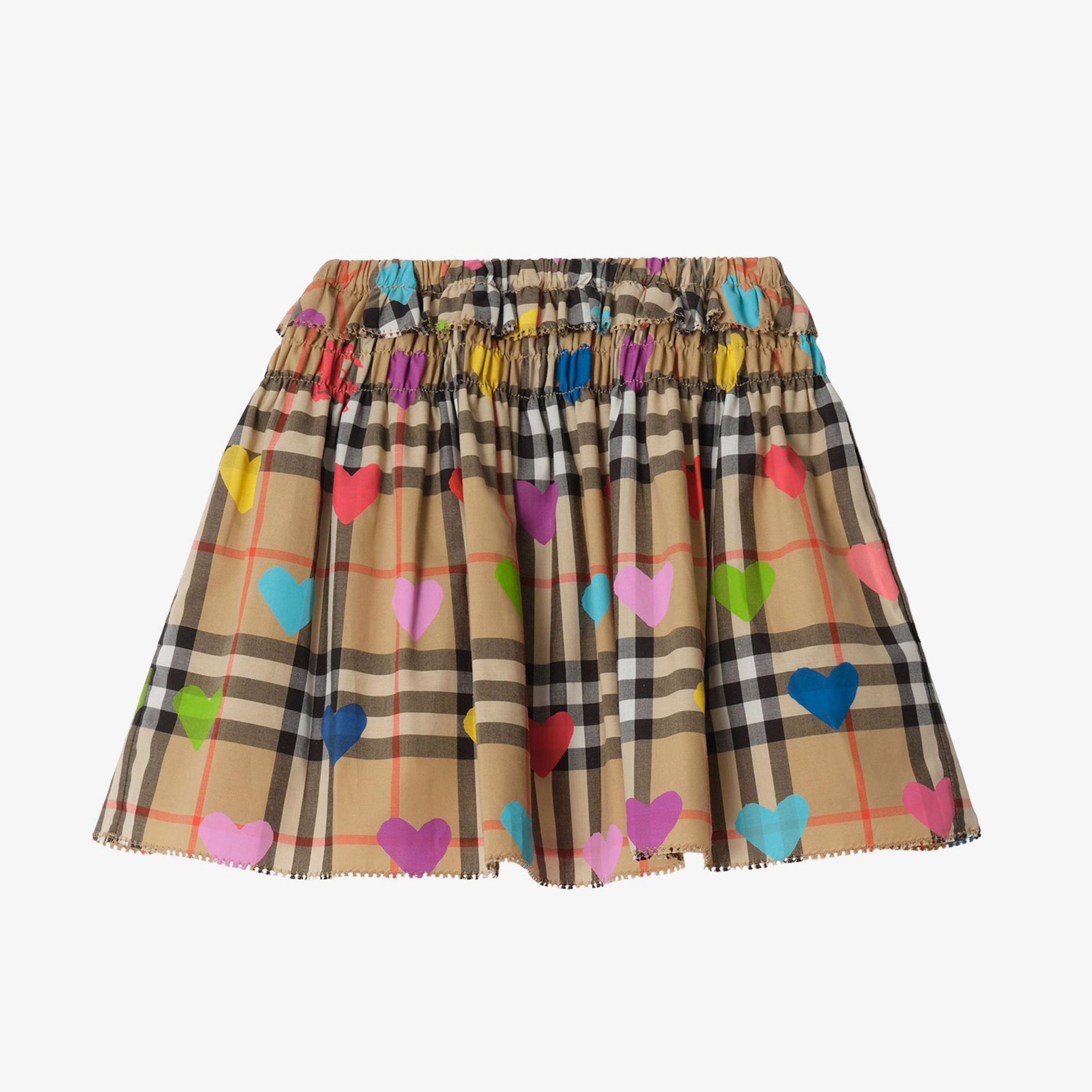 Burberry Heart Check Cotton Çocuk Bej Etek