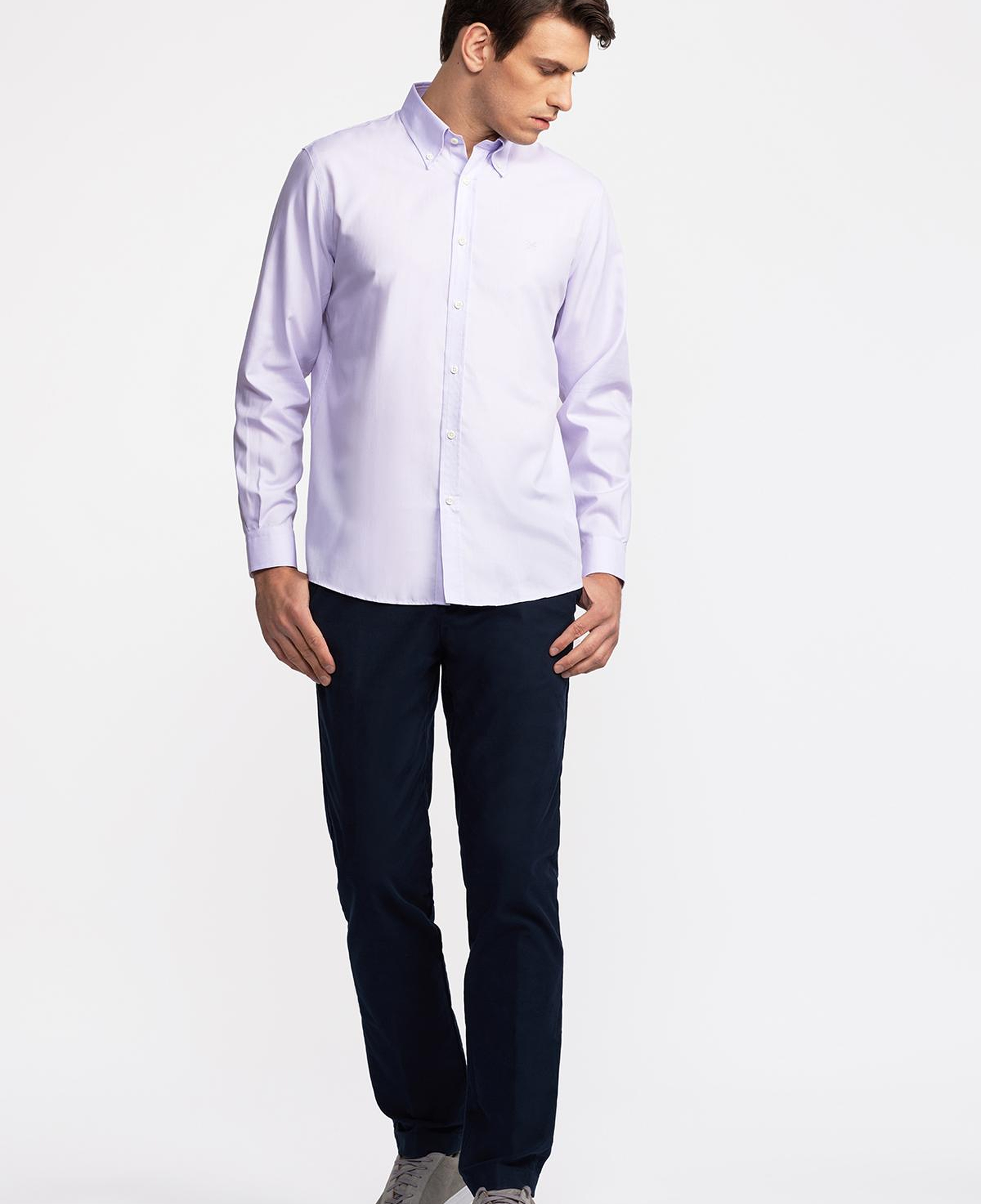 Erkek Pembe Cooper Fit Düğmeli Yaka Spor Gömlek