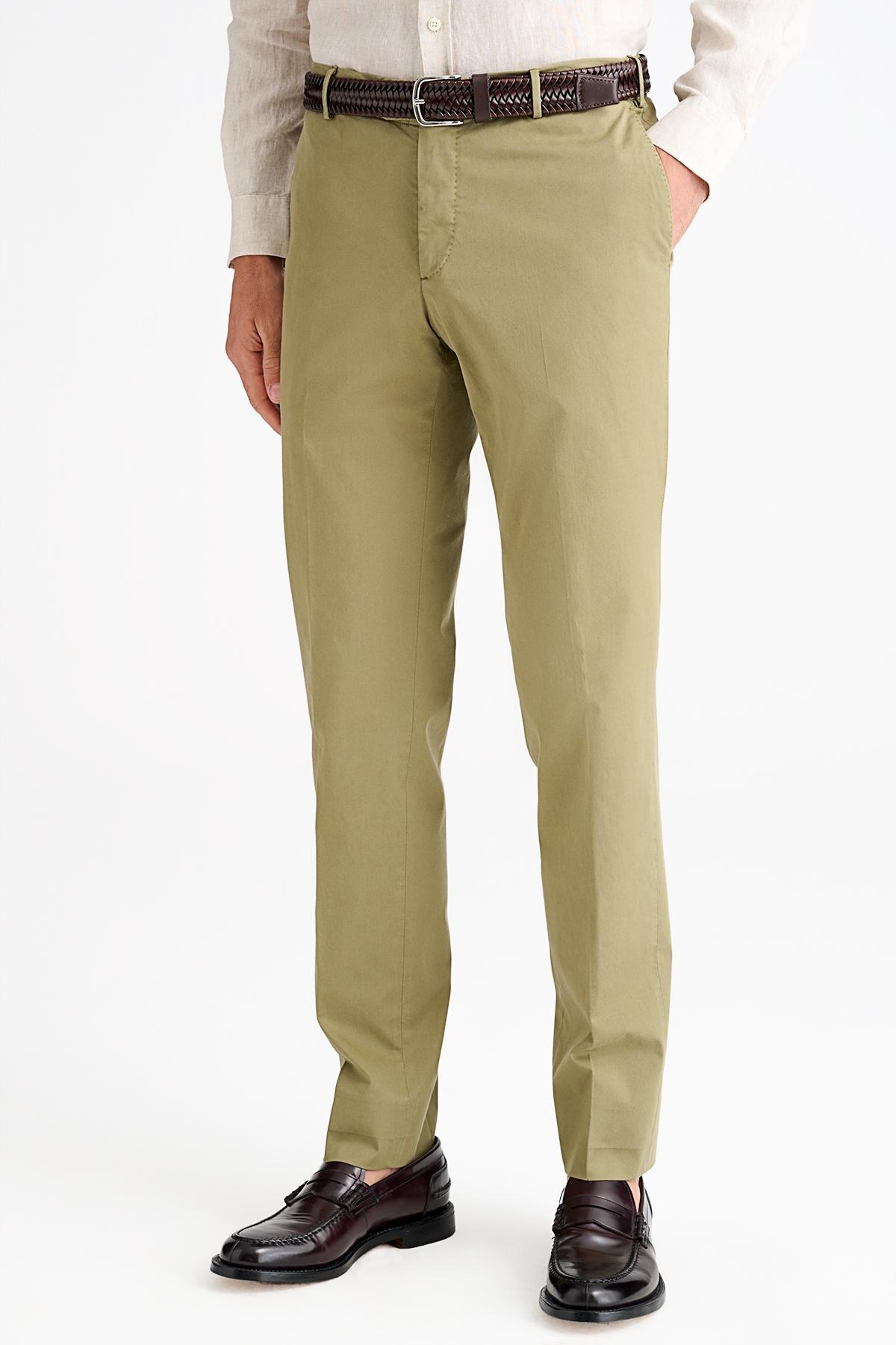 Erkek Yeşil Slim Fit Elastik Bel Bantlı Büzgü İpli Pantolon