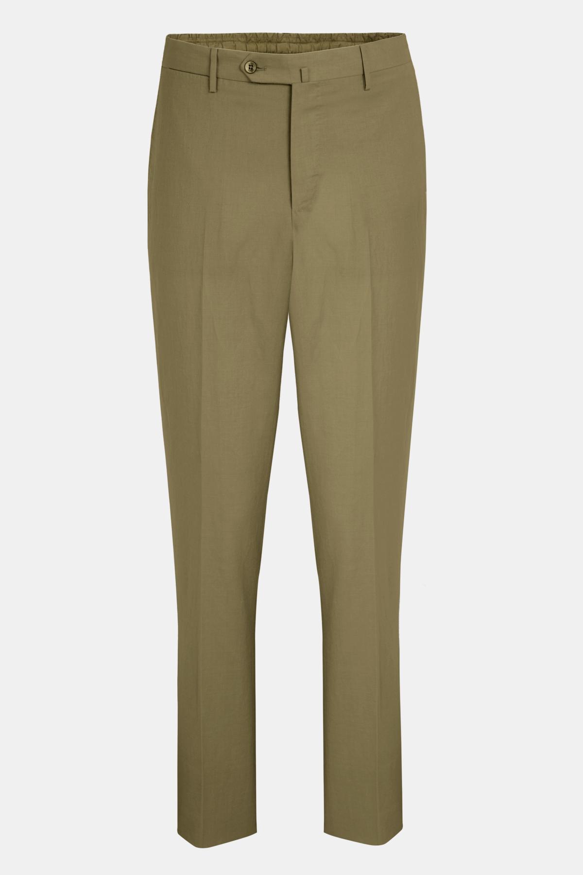 Erkek Yeşil Slim Fit Elastik Bel Bantlı Büzgü İpli Pantolon