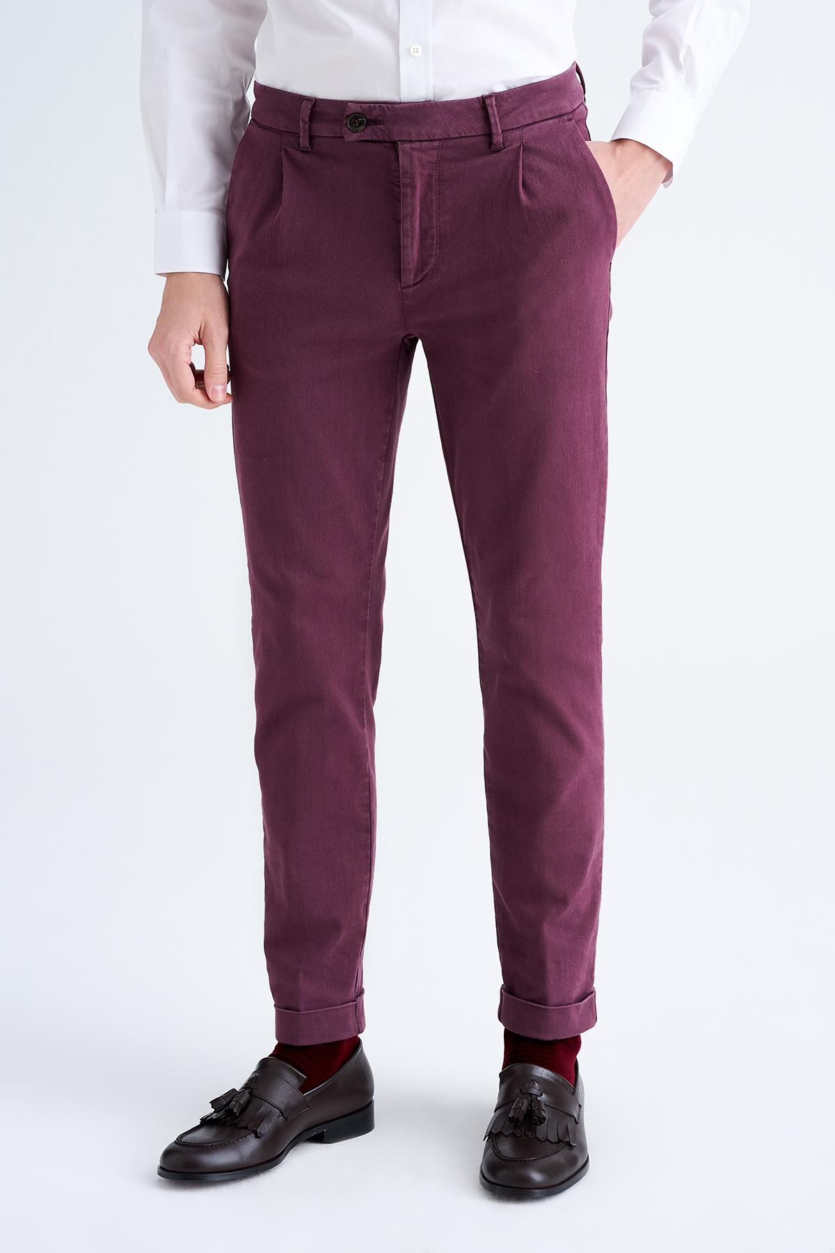 Erkek Bordo Chino Pantolon