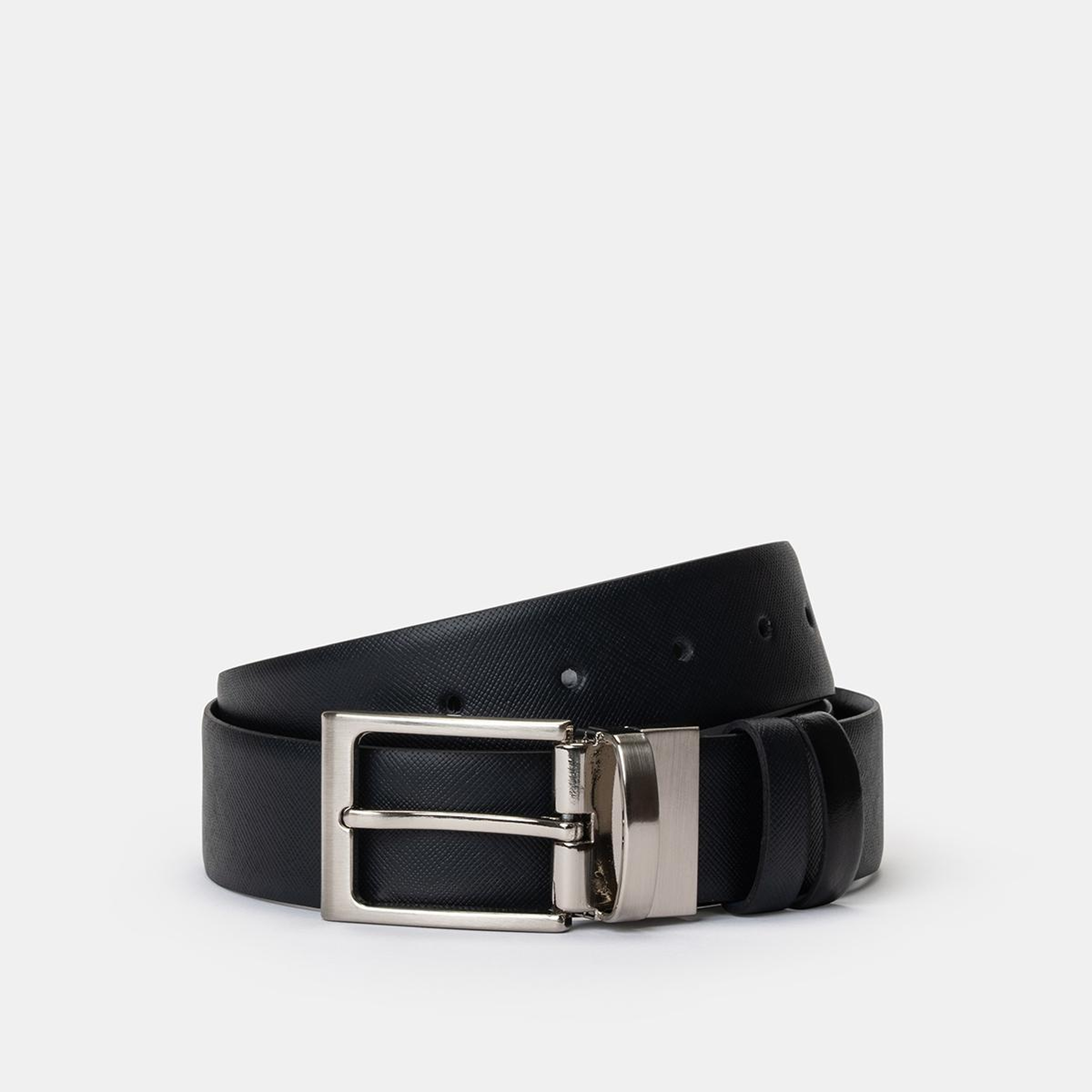 Erkek Lacivert Deri Çift Taraflı Klasik Kemer