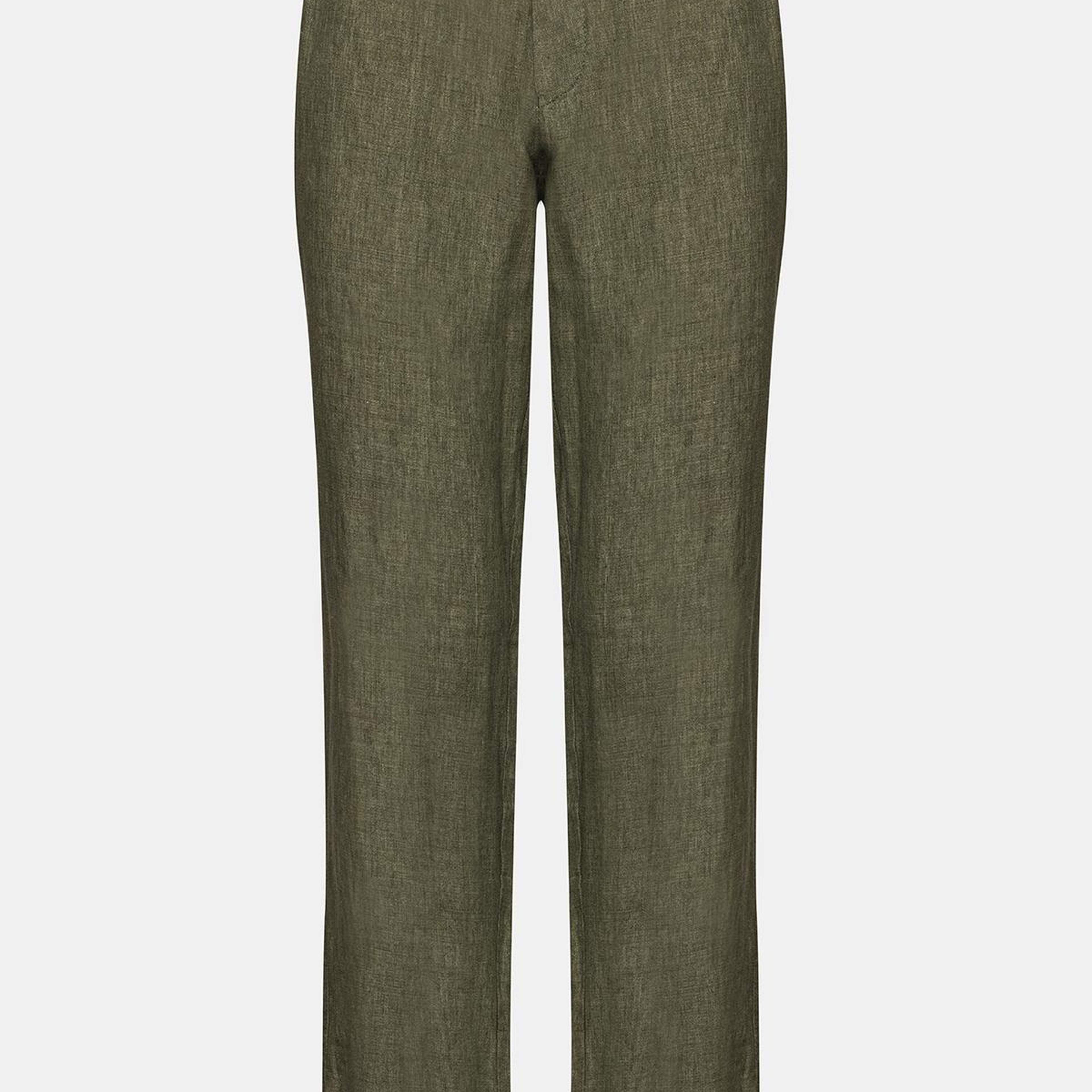 Erkek Haki Leomaster Bağcıklı Keten Pantolon