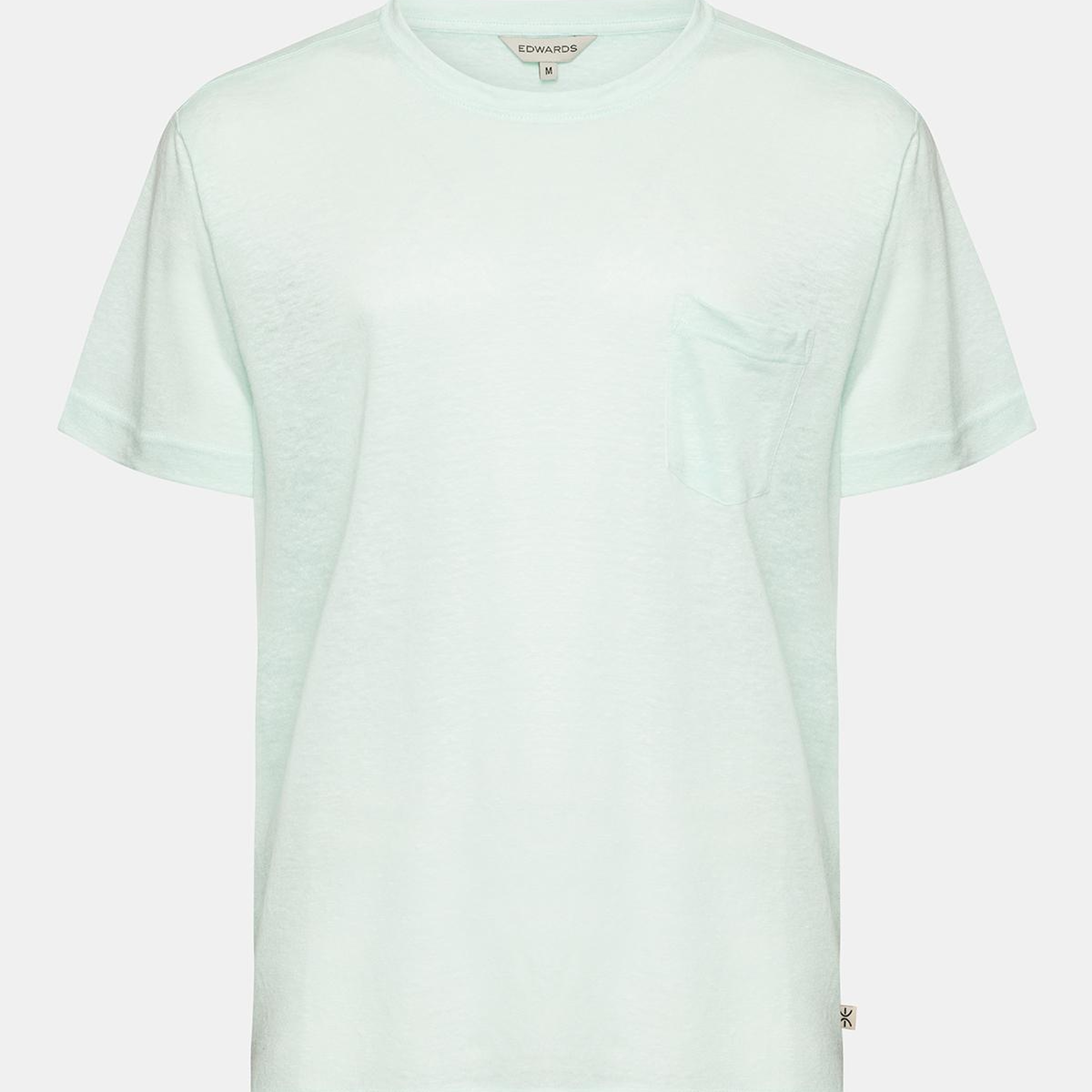 Erkek Açık Mavi Bisiklet Yaka Keten T-Shirt