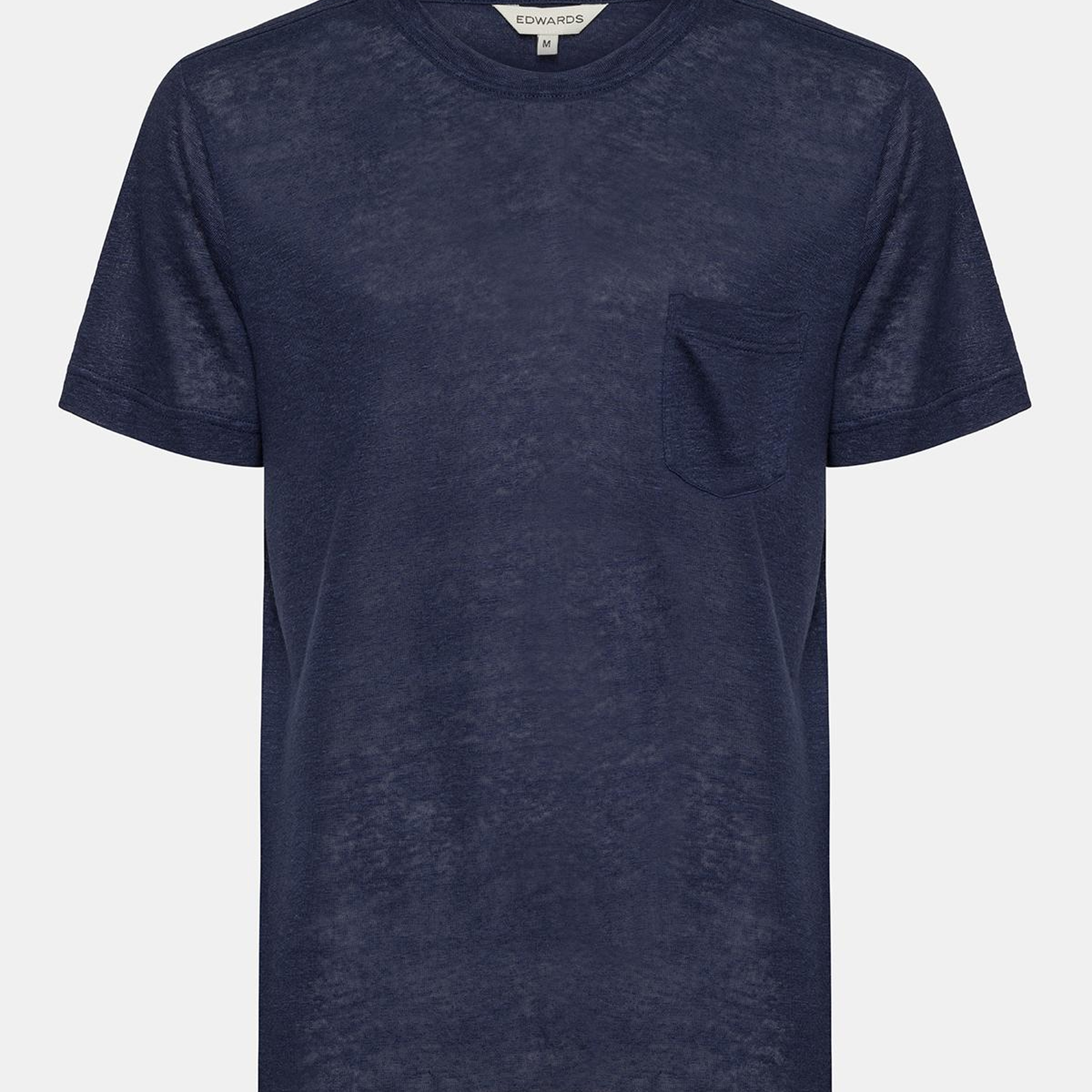 Erkek Lacivert Bisiklet Yaka Keten T-Shirt