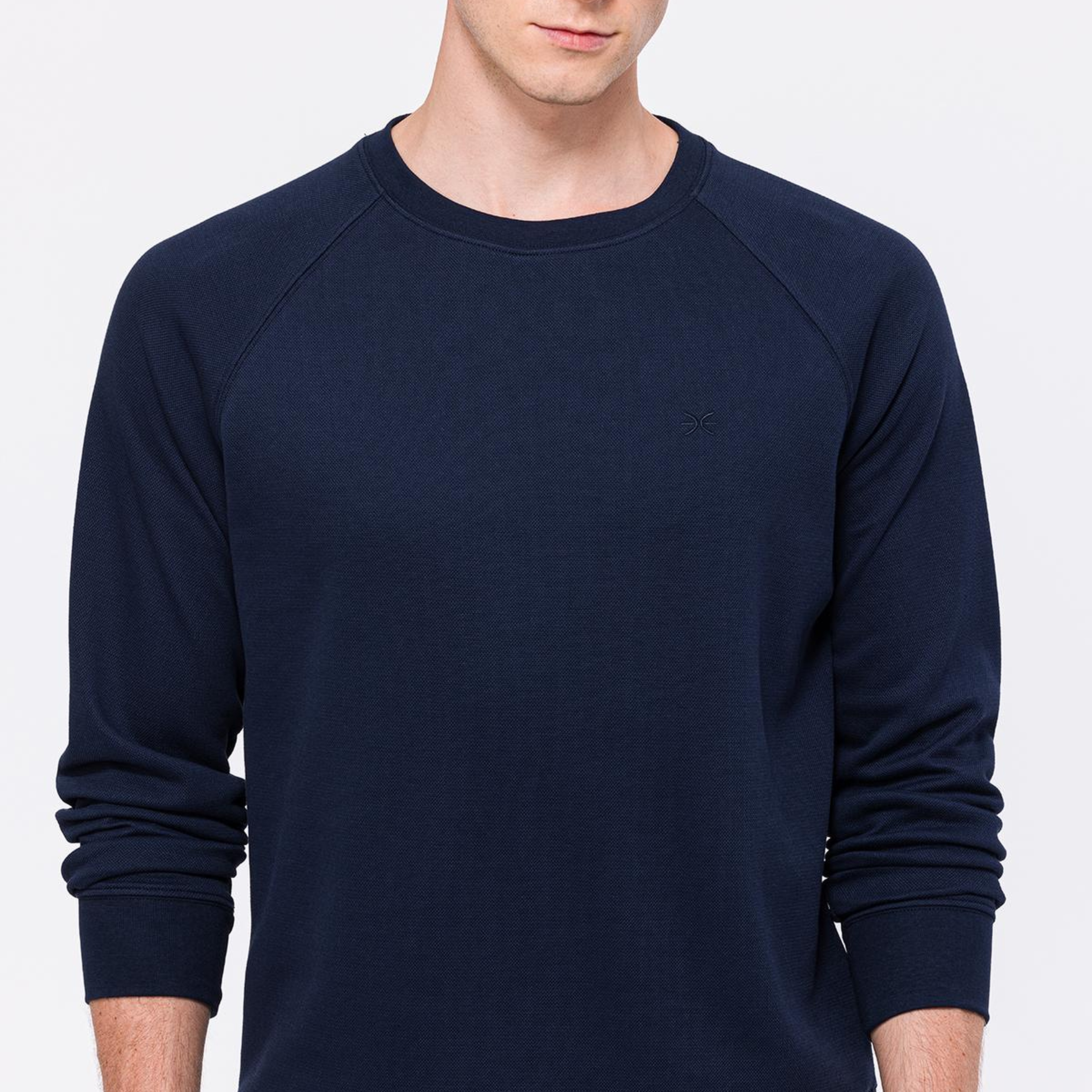 Erkek Lacivert Bisiklet Yaka Organik Pamuklu Sweatshirt