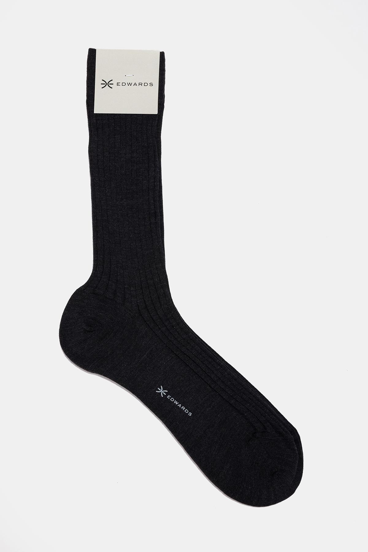 Erkek Gri Yün Kısa Çorap