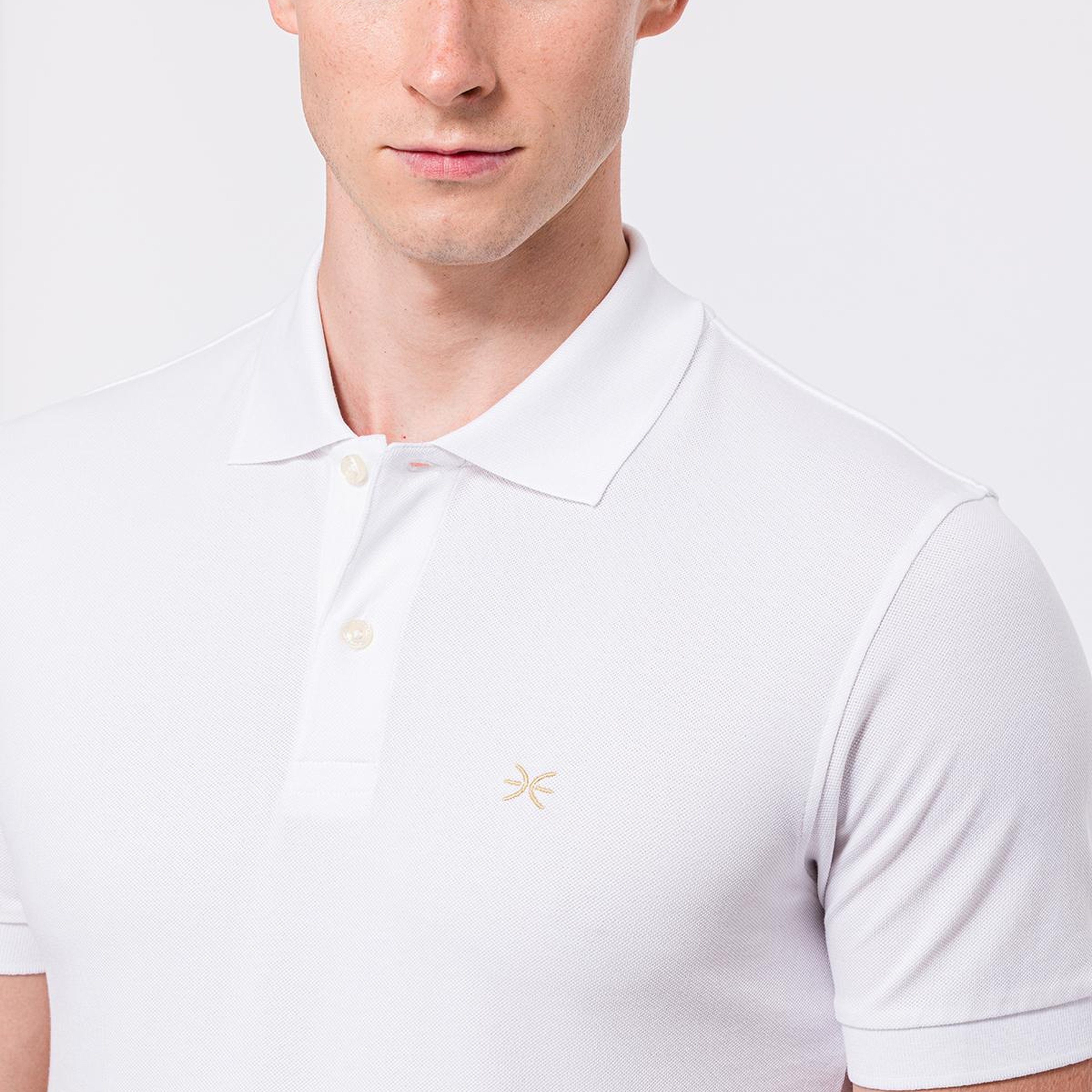 Erkek Beyaz Kısa Kollu Polo Yaka T-Shirt