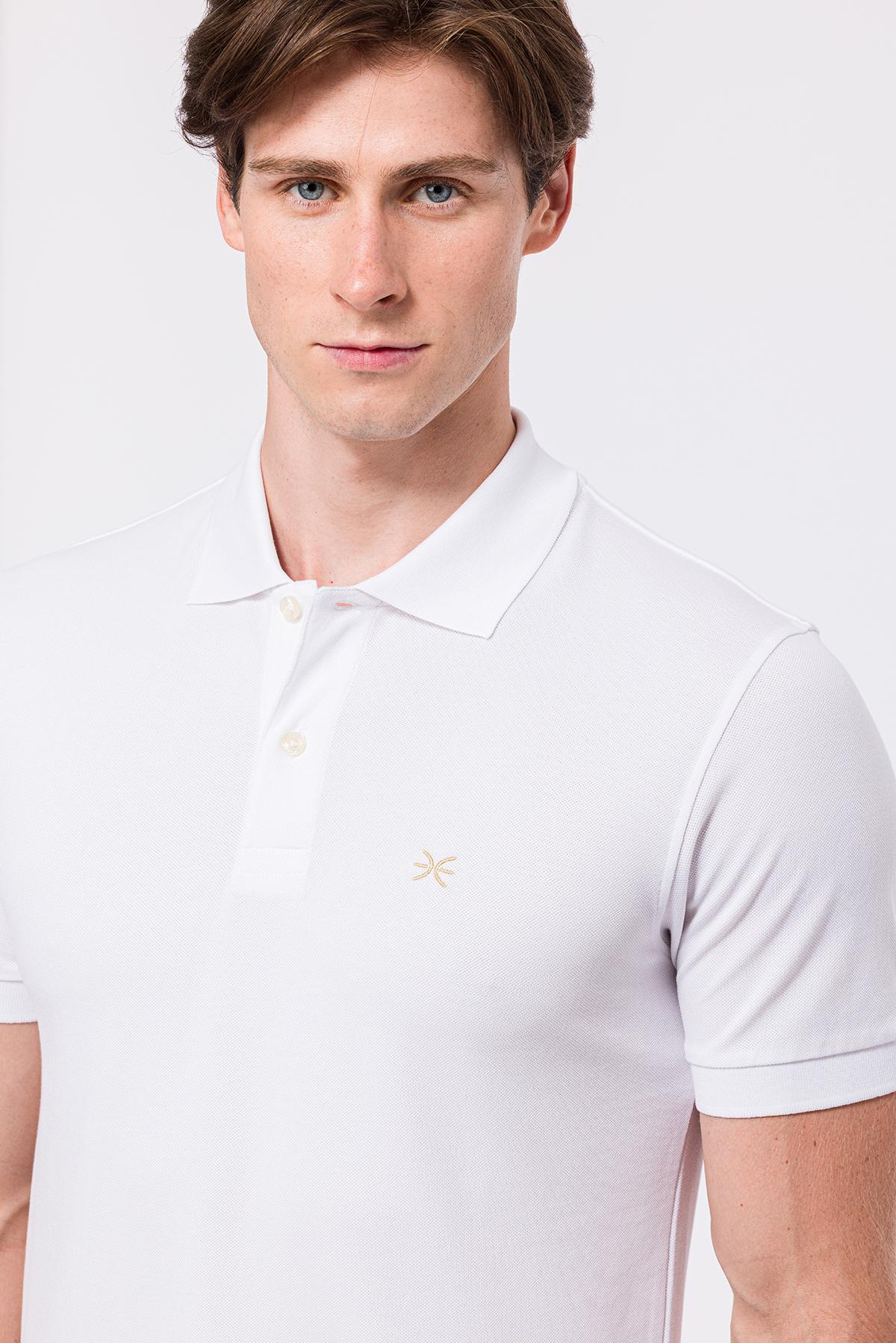 Erkek Beyaz Kısa Kollu Polo Yaka T-Shirt