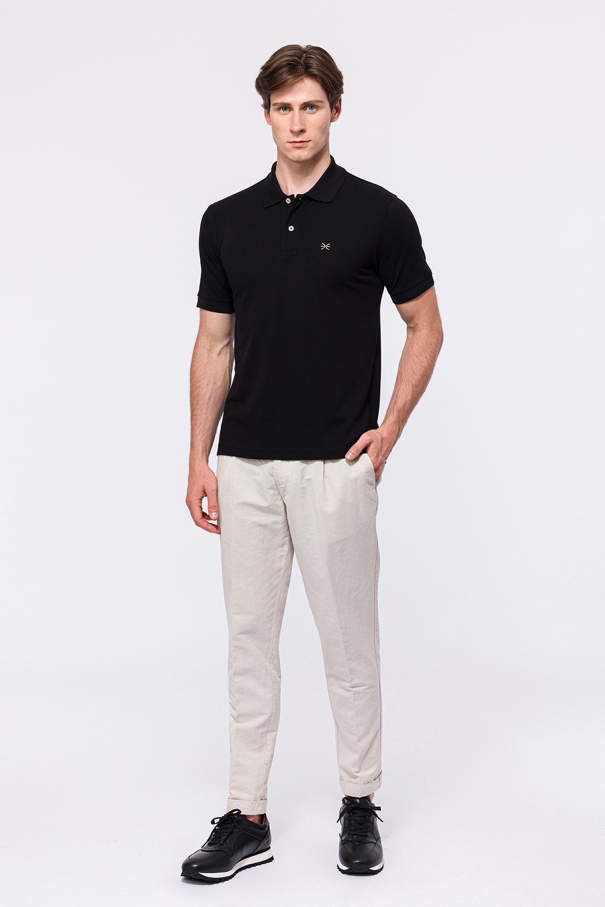 Erkek Siyah Kısa Kollu Polo Yaka T-Shirt