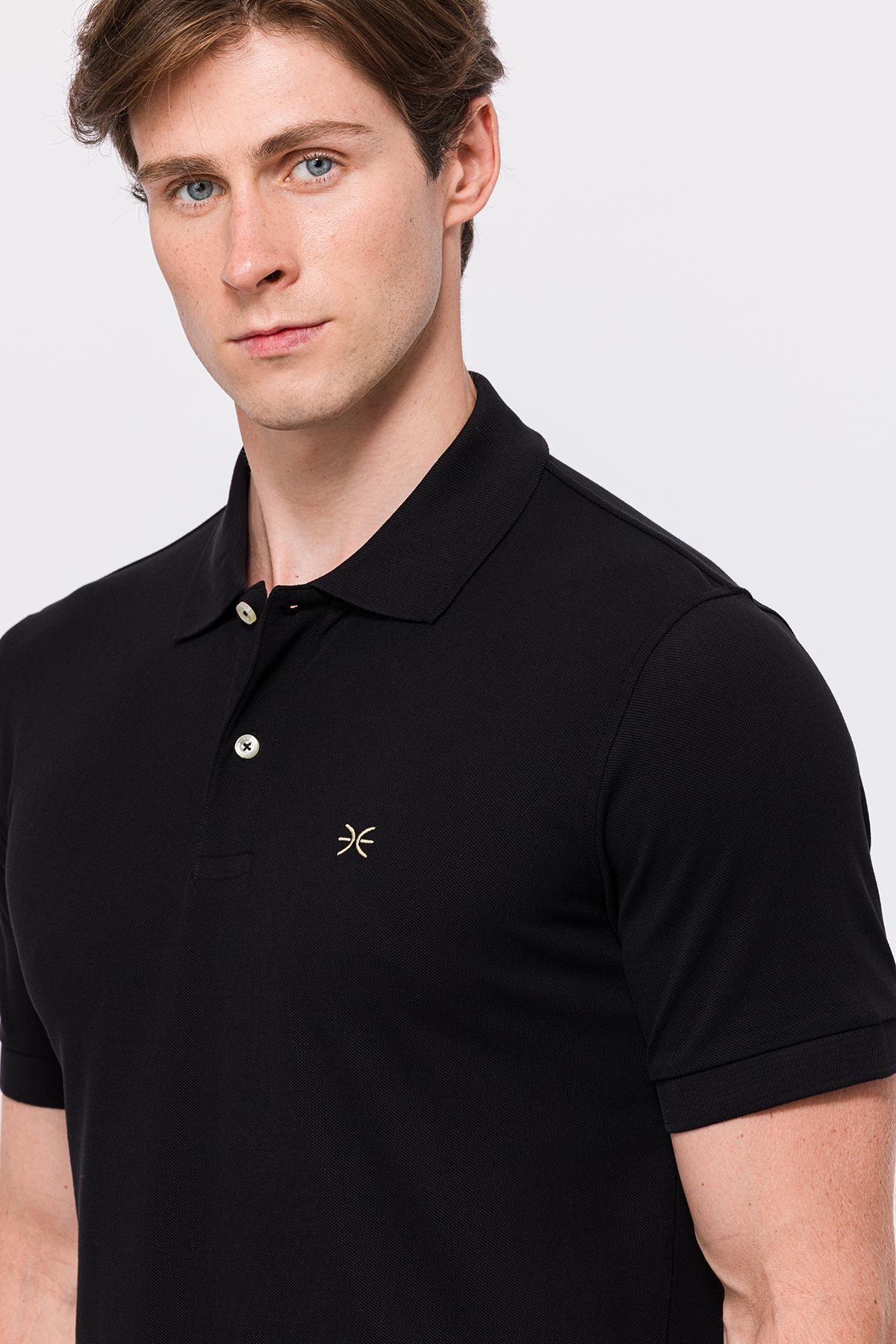 Erkek Siyah Kısa Kollu Polo Yaka T-Shirt