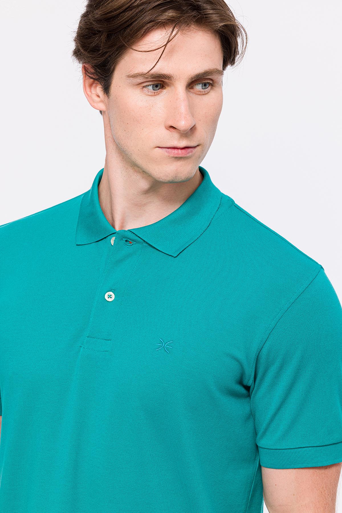 Erkek Petrol Kısa Kollu Polo Yaka T-Shirt