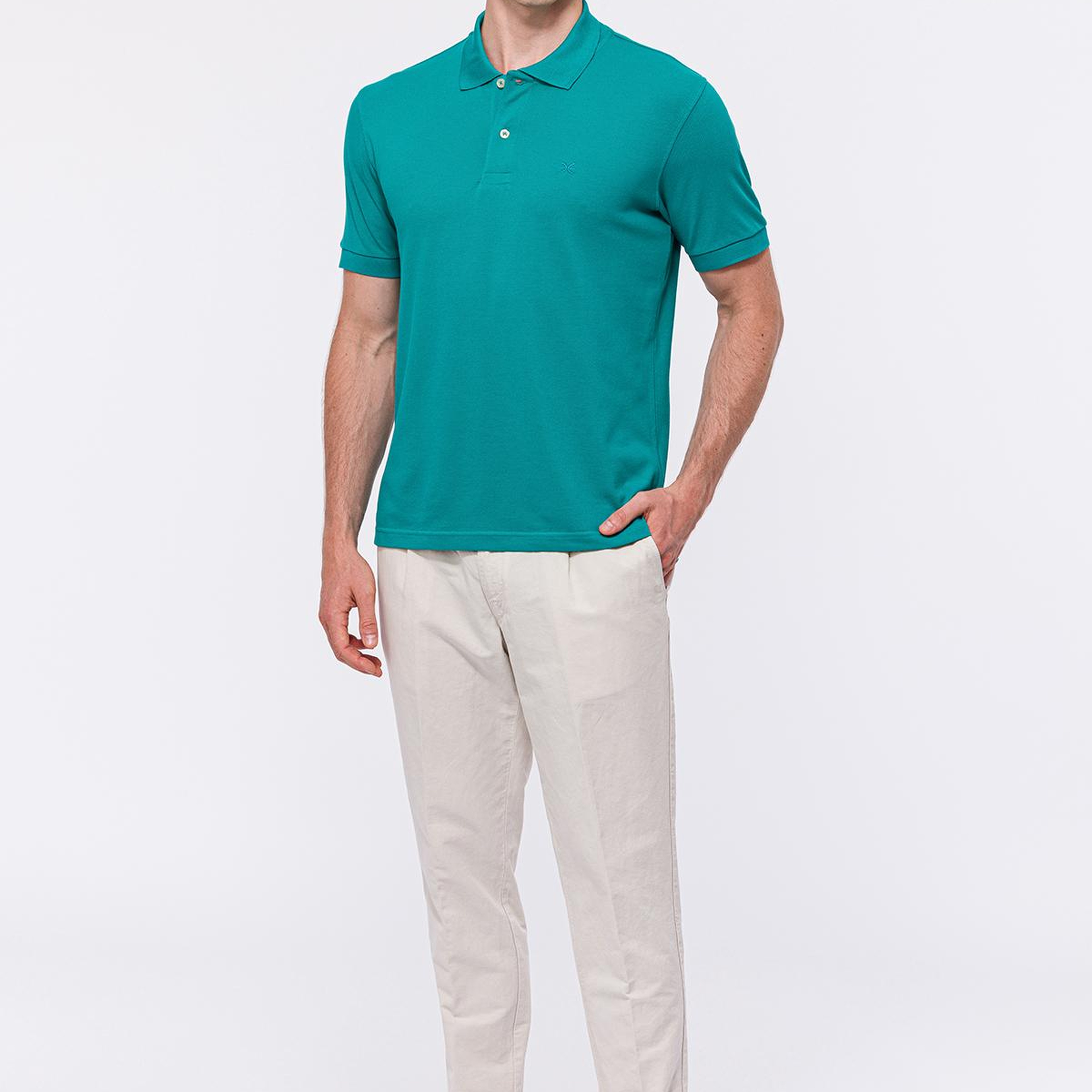 Erkek Petrol Kısa Kollu Polo Yaka T-Shirt