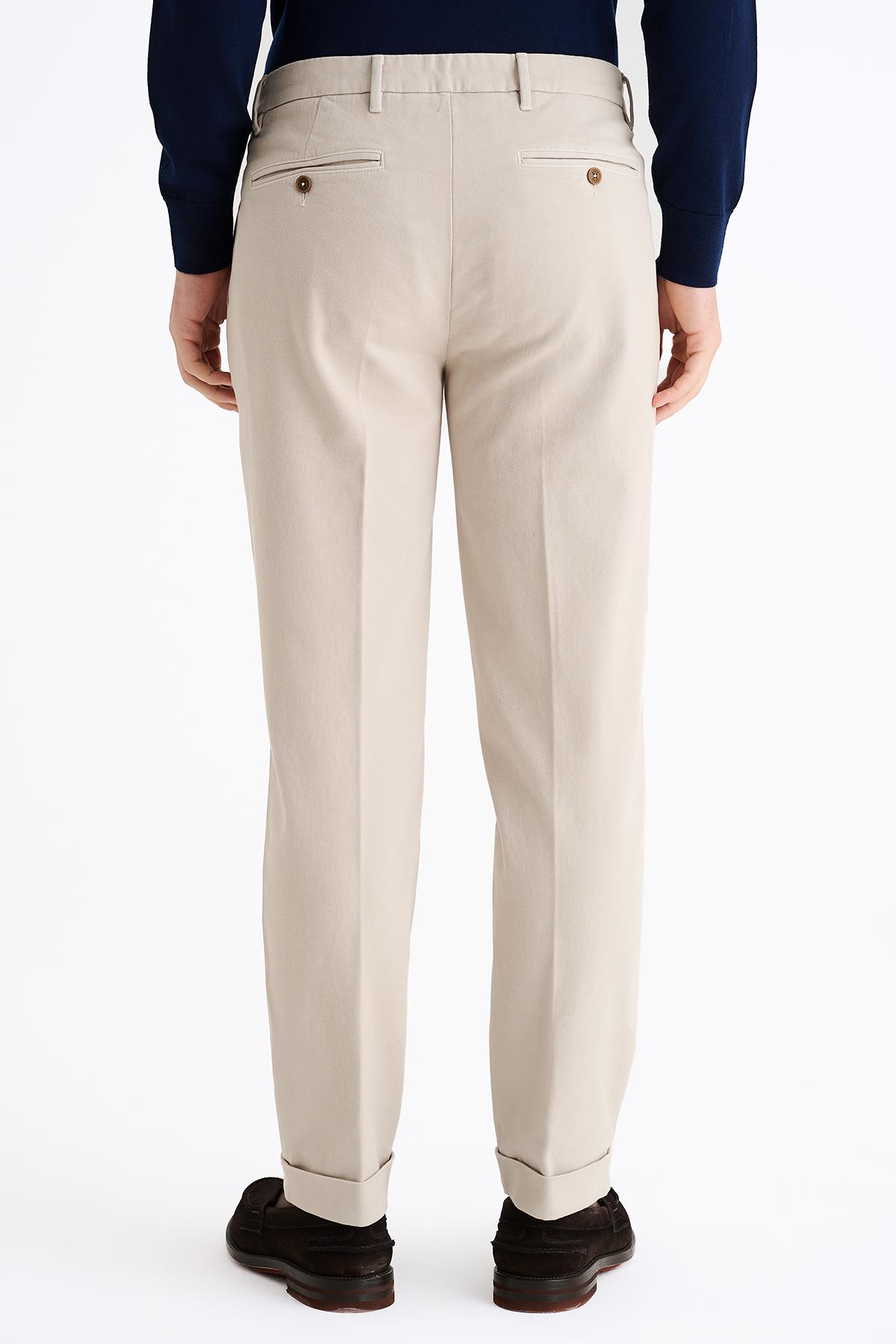 Erkek Bej Slim Fit Chino Pantolon