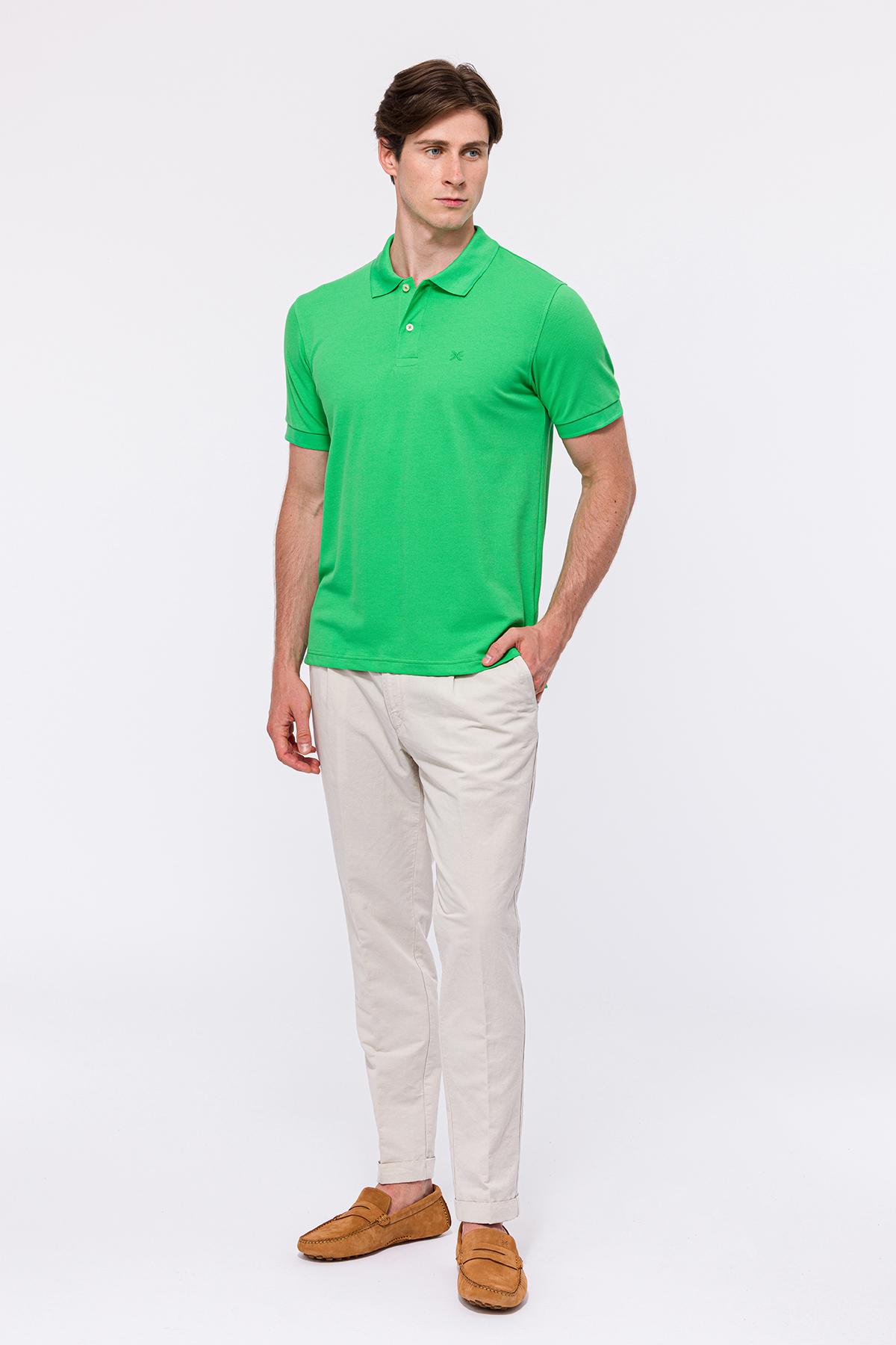 Erkek Yeşil Kısa Kollu Polo Yaka T-Shirt