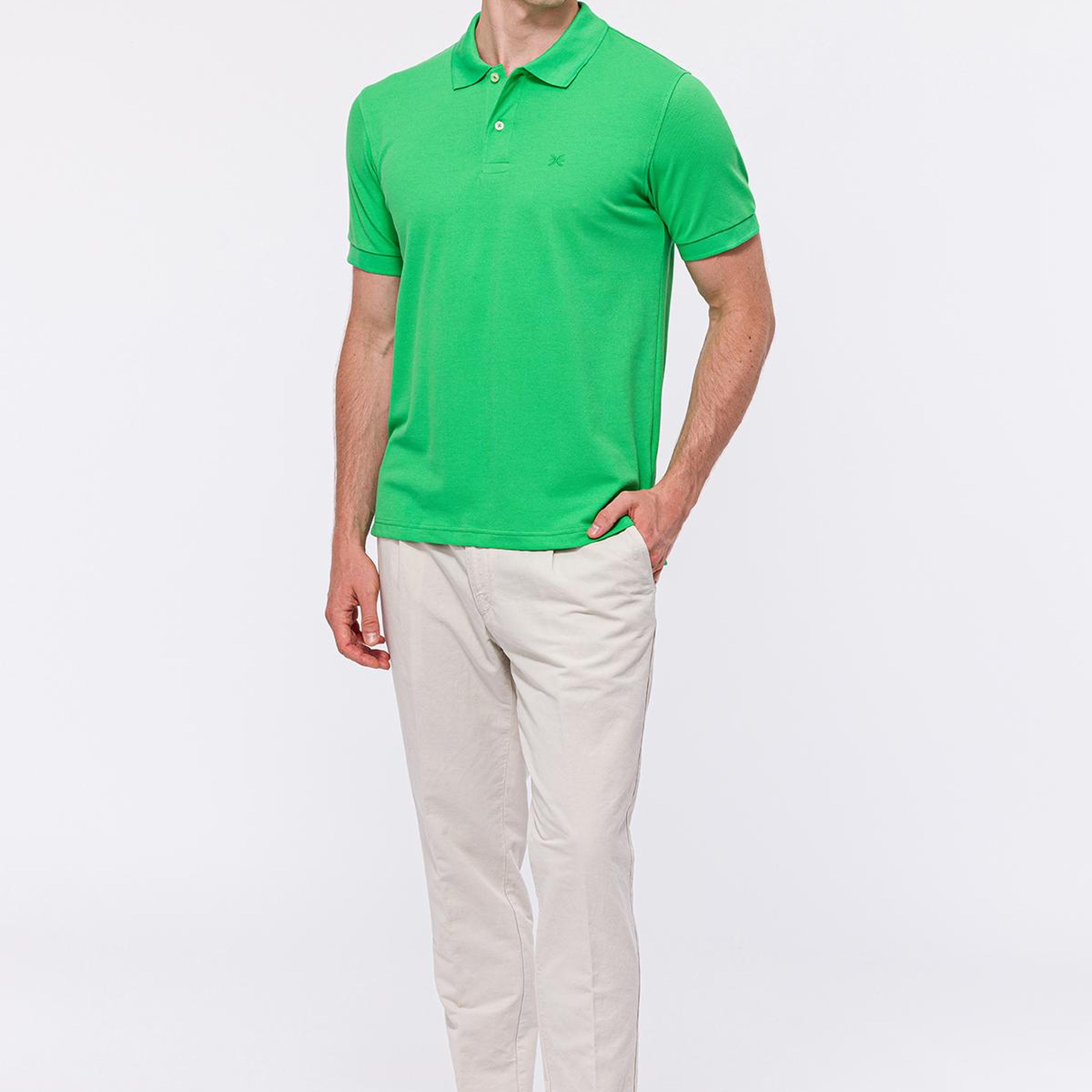 Erkek Yeşil Kısa Kollu Polo Yaka T-Shirt