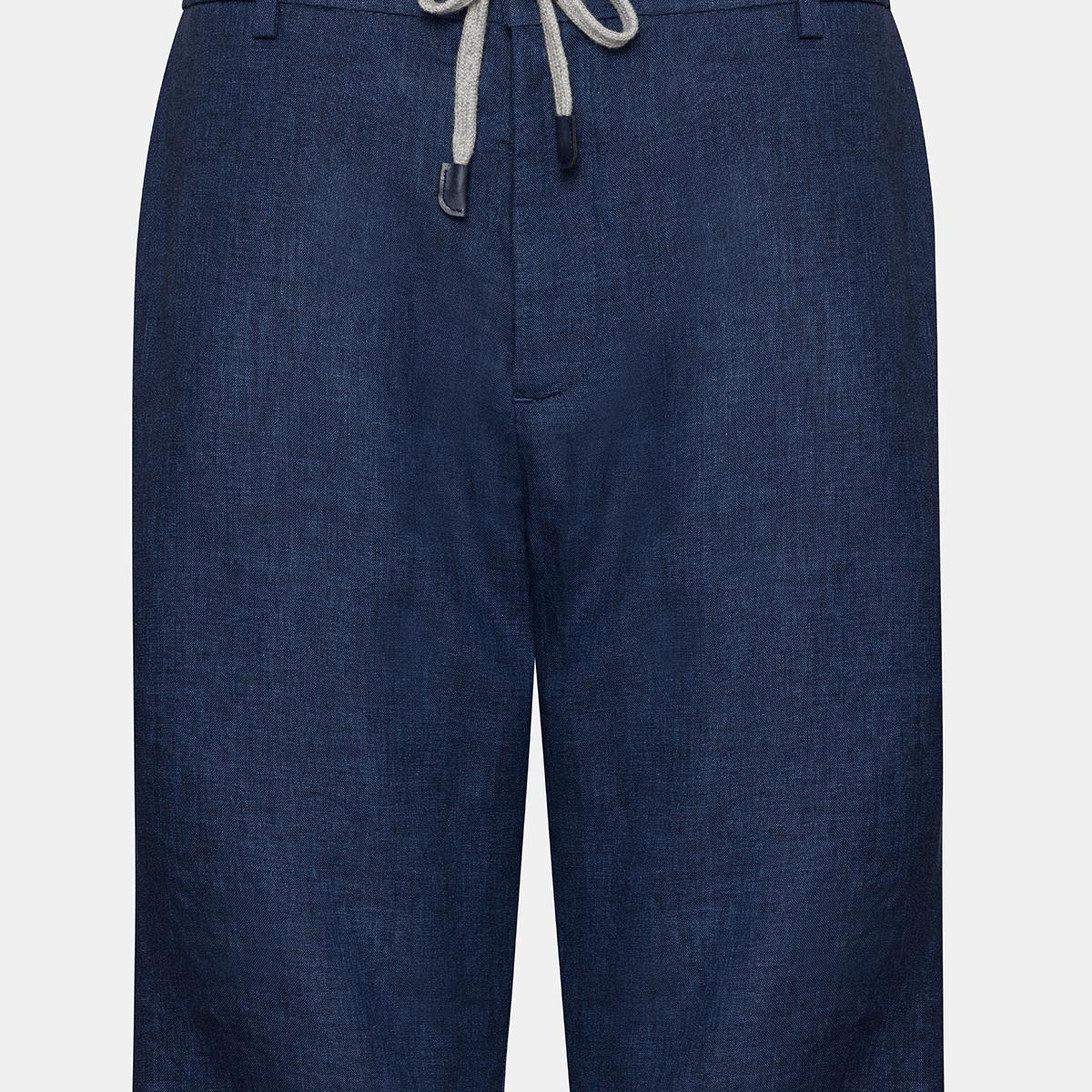 Erkek Mavi Keten Chino Şort