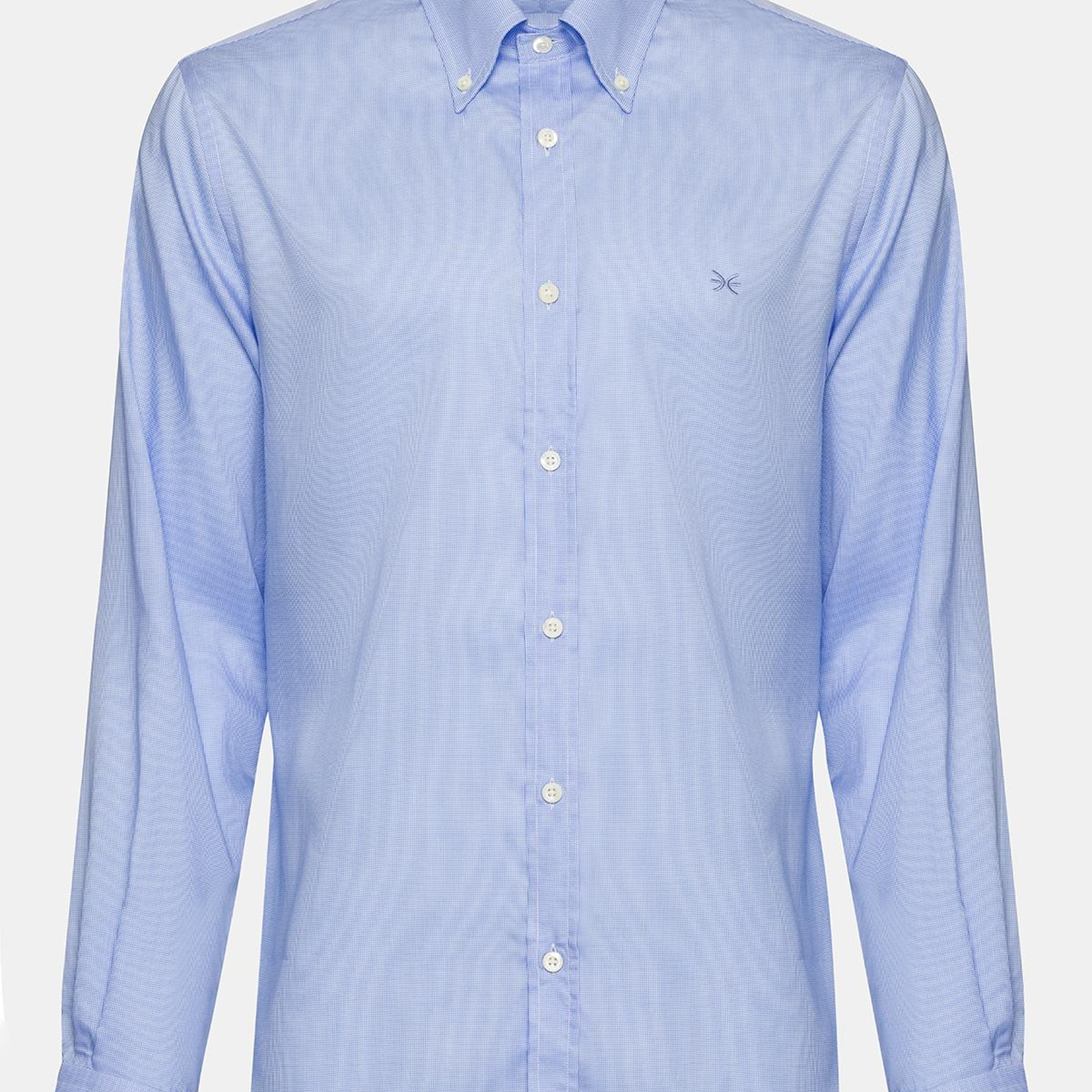 Erkek Mavi Cooper Fit Düğmeli Yaka Klasik Gömlek