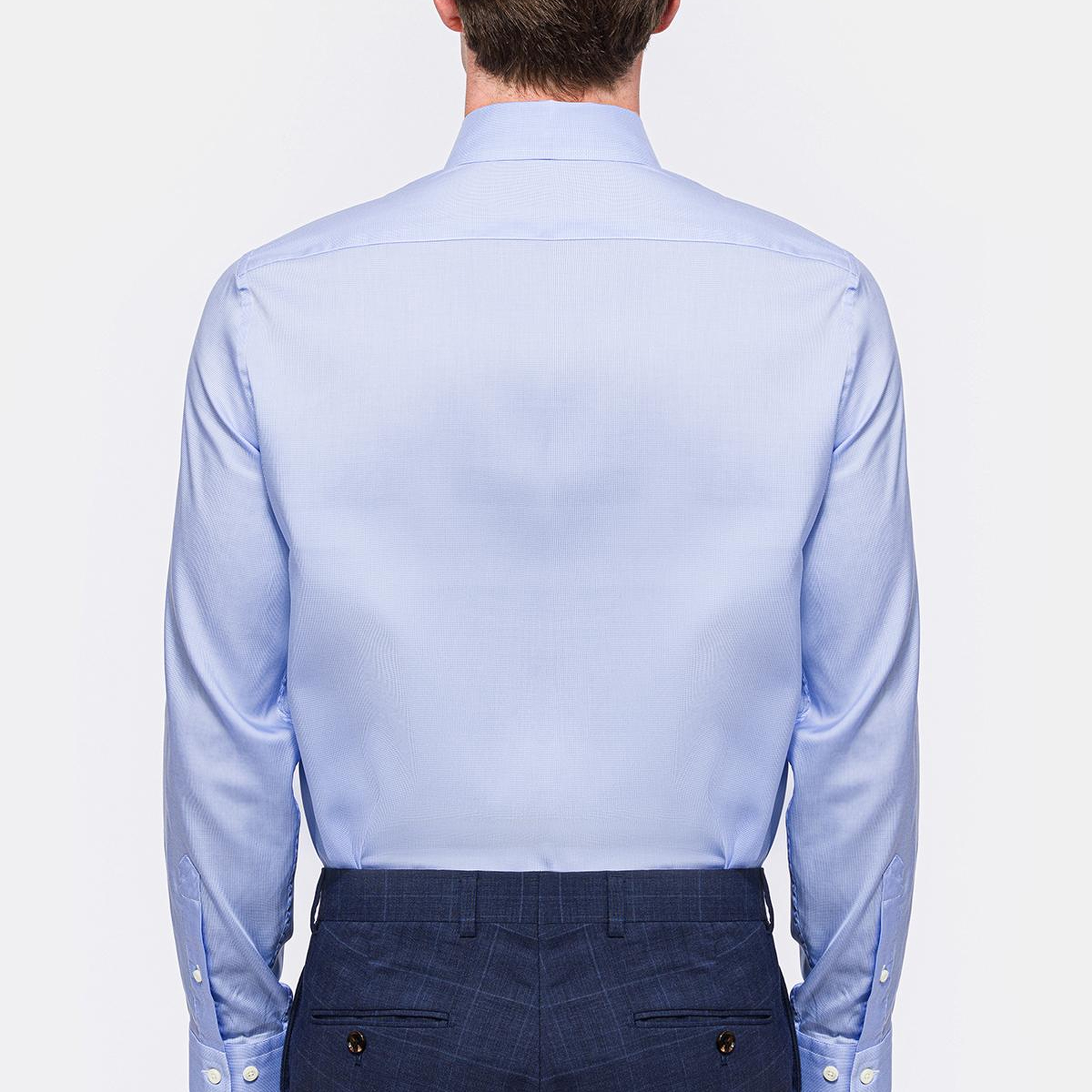 Erkek Mavi Cooper Fit Düğmeli Yaka Klasik Gömlek