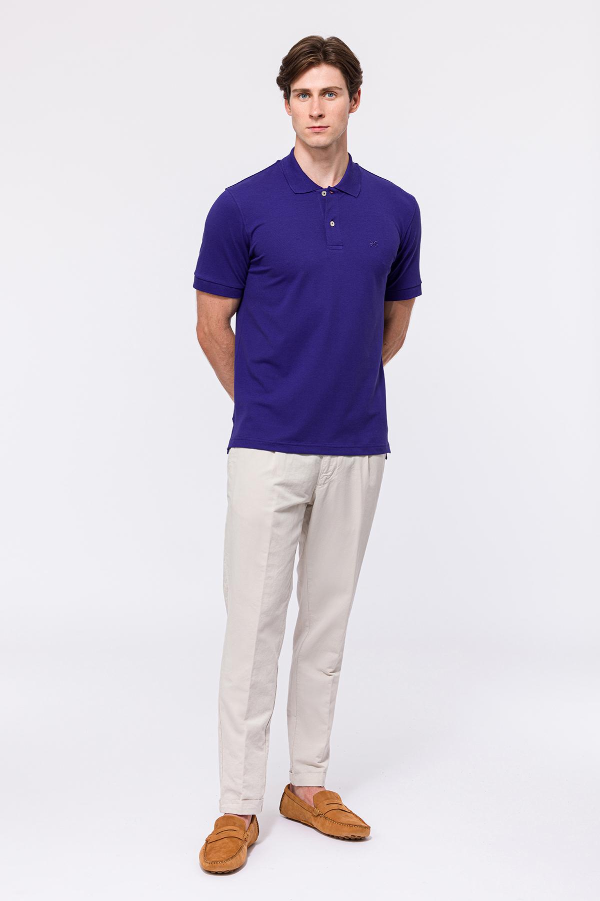 Erkek Mor Kısa Kollu Polo Yaka T-Shirt